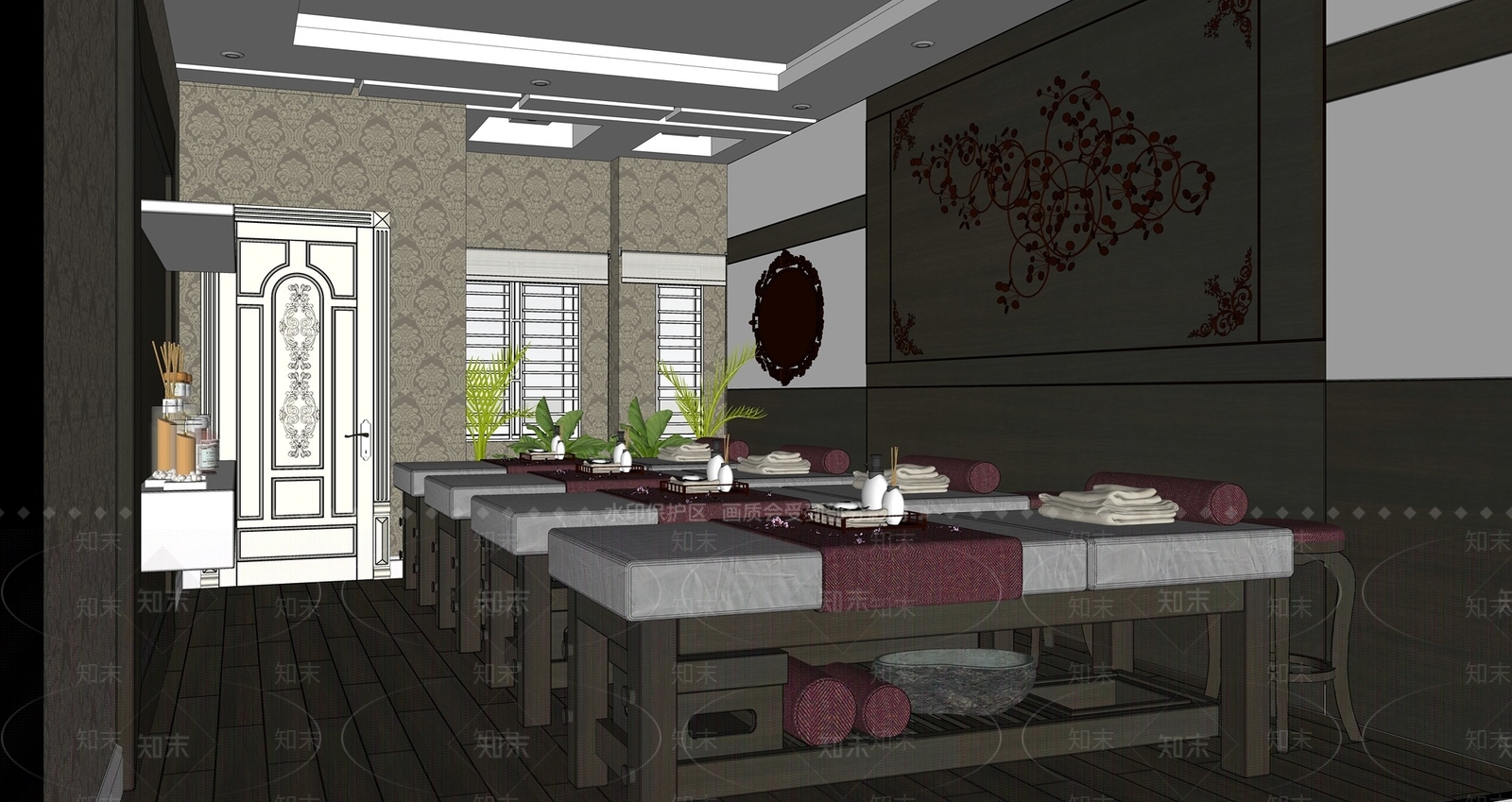 现代风格SPA会所SU模型下载【ID:754468621】