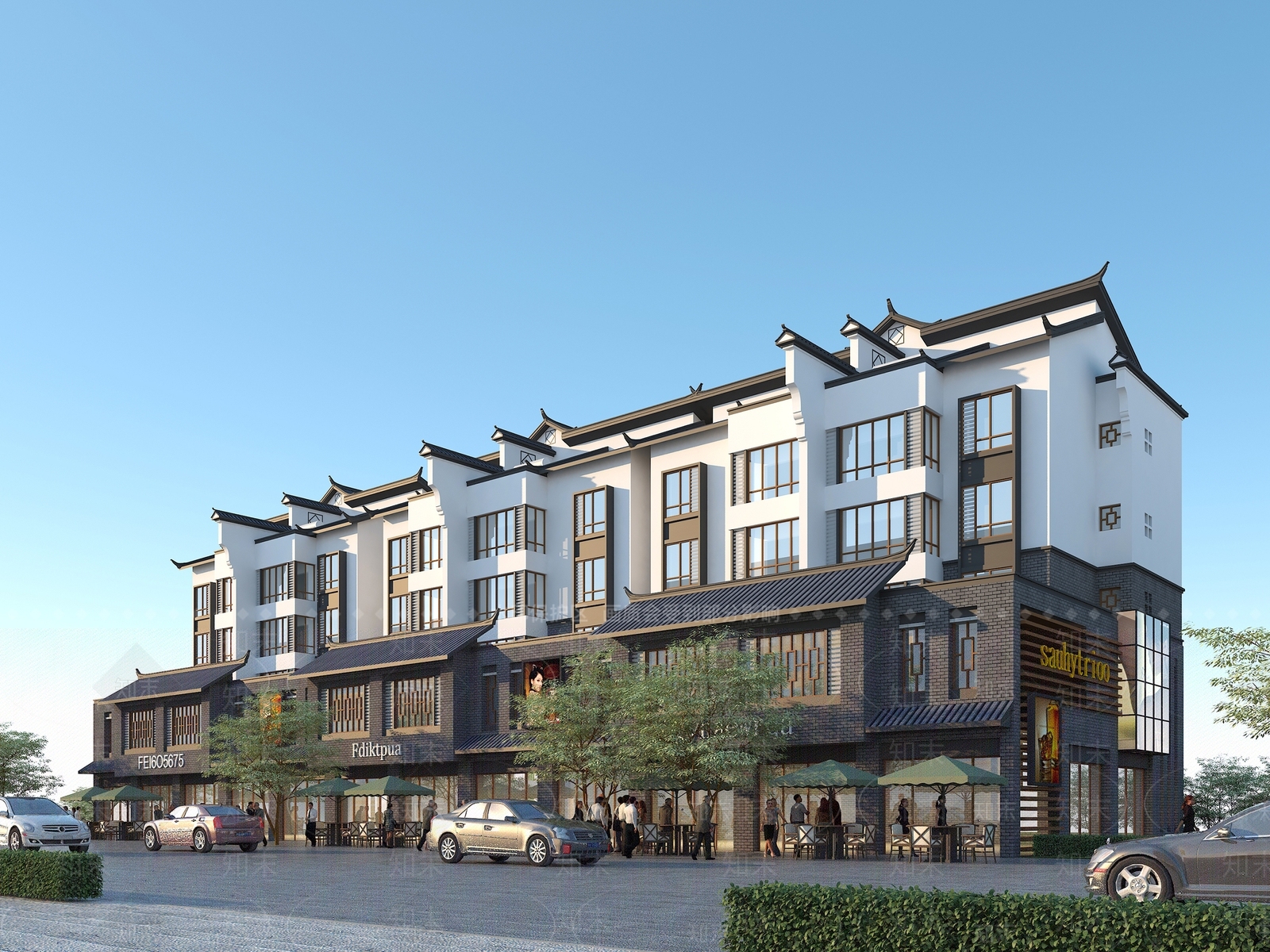 新中式多层商住楼3D模型下载【ID:554498393】