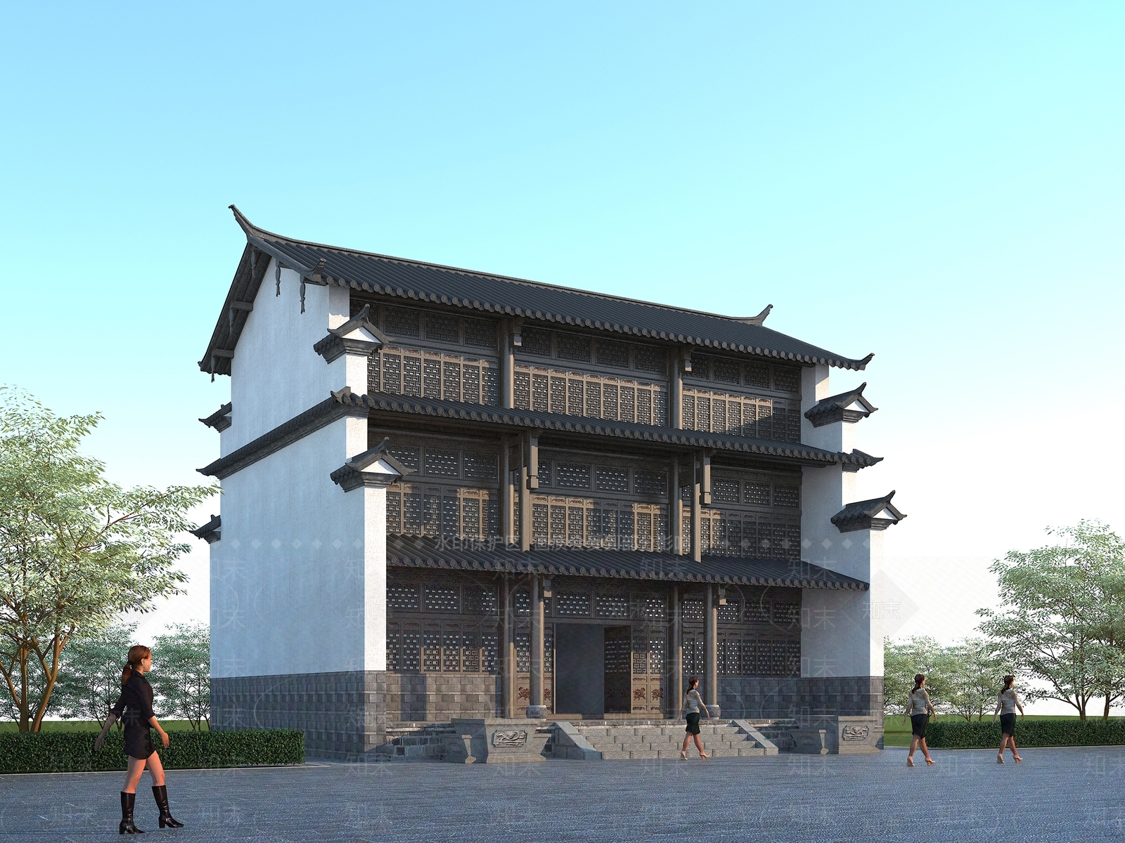 中式古建门楼3D模型下载【ID:254500818】
