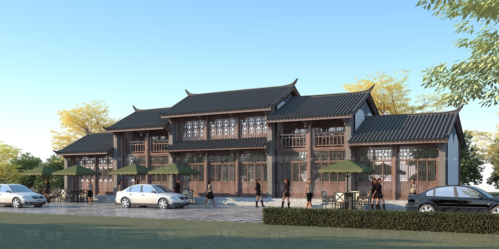 中式古建筑商业街3D模型下载【ID:254501821】