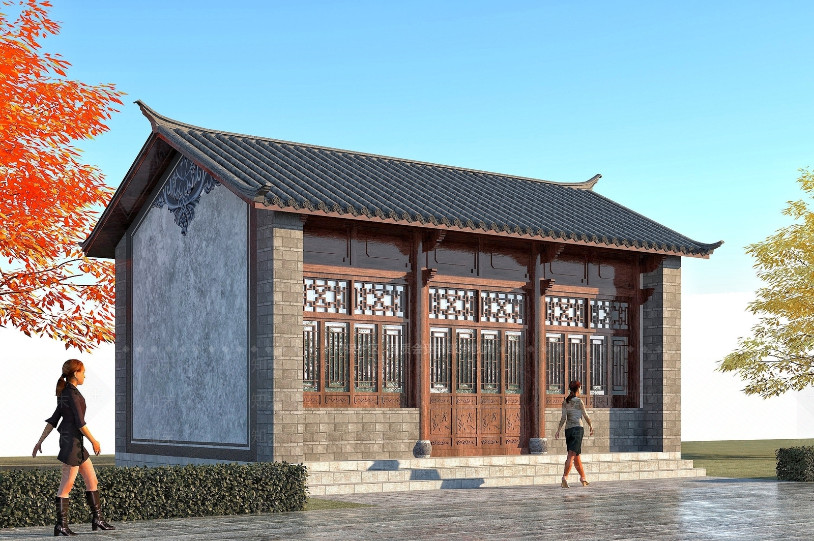 中式古建筑商业街3D模型下载【ID:254501831】