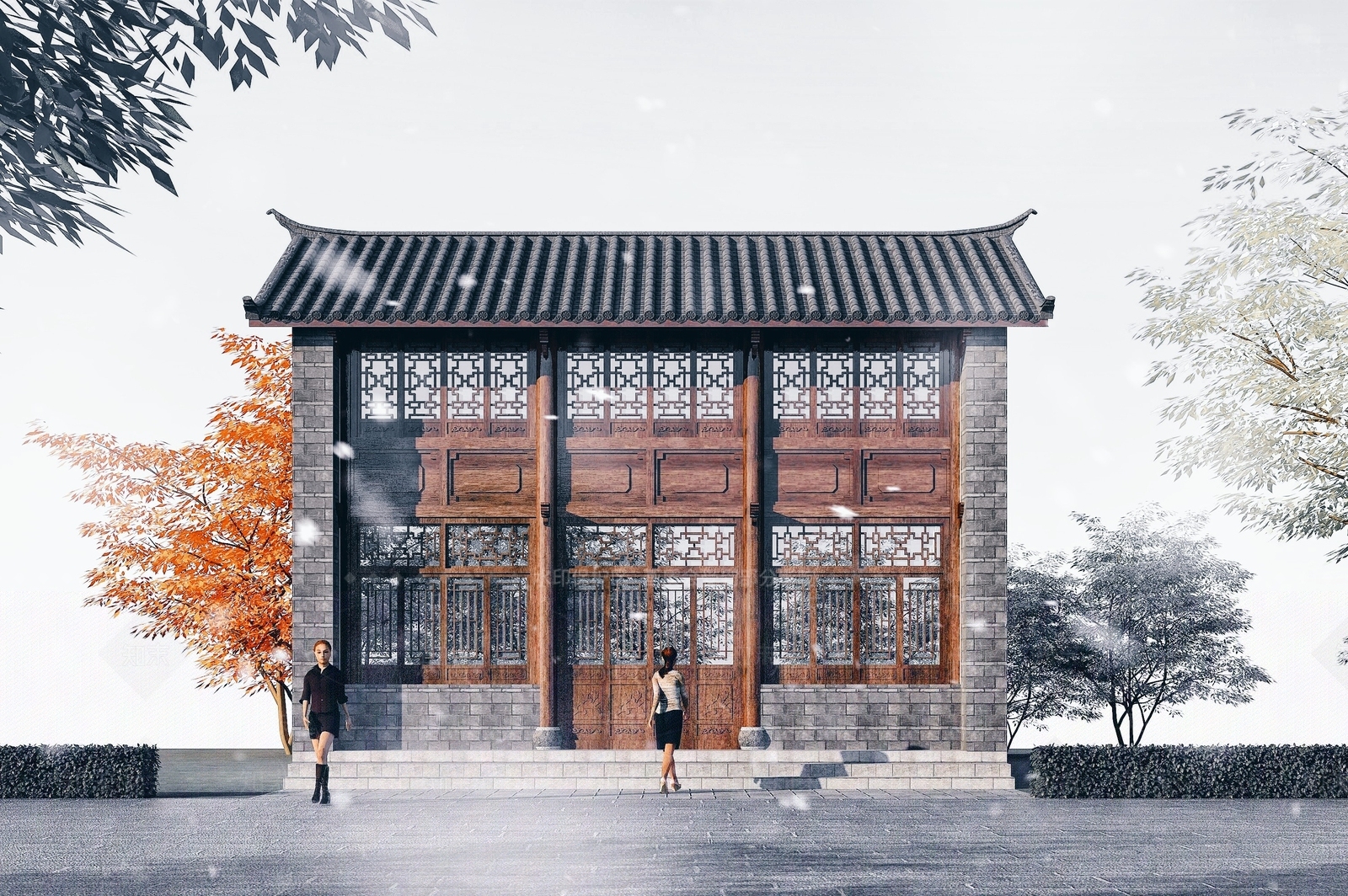 中式古建筑商业街3D模型下载【ID:254501844】