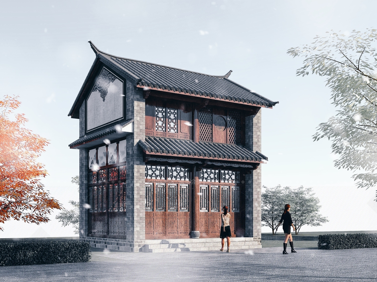 中式古建筑商业街3D模型下载【ID:254501874】