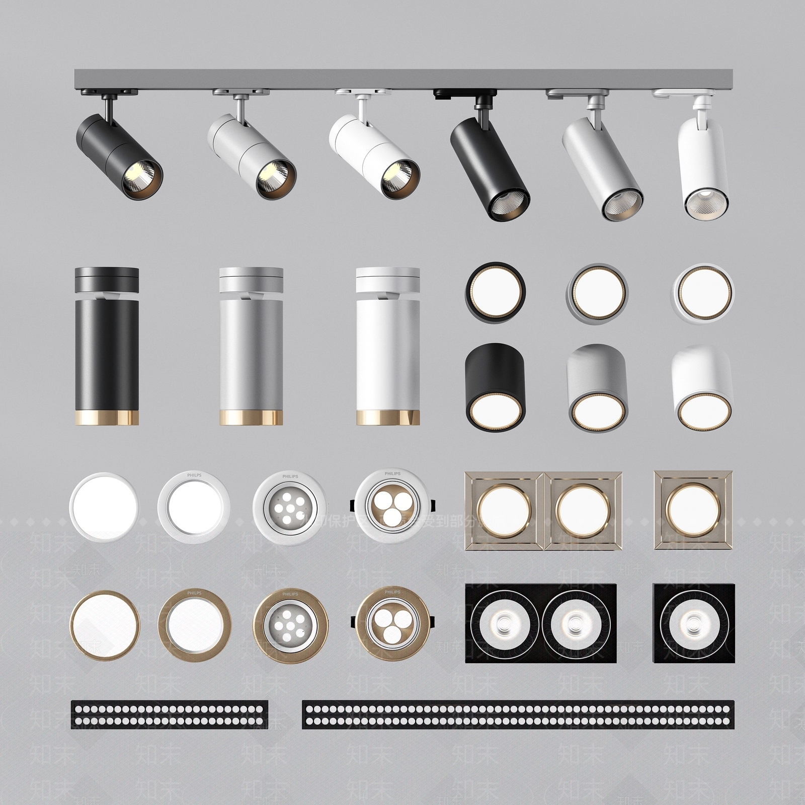 现代明装筒灯3D模型下载【ID:654504610】