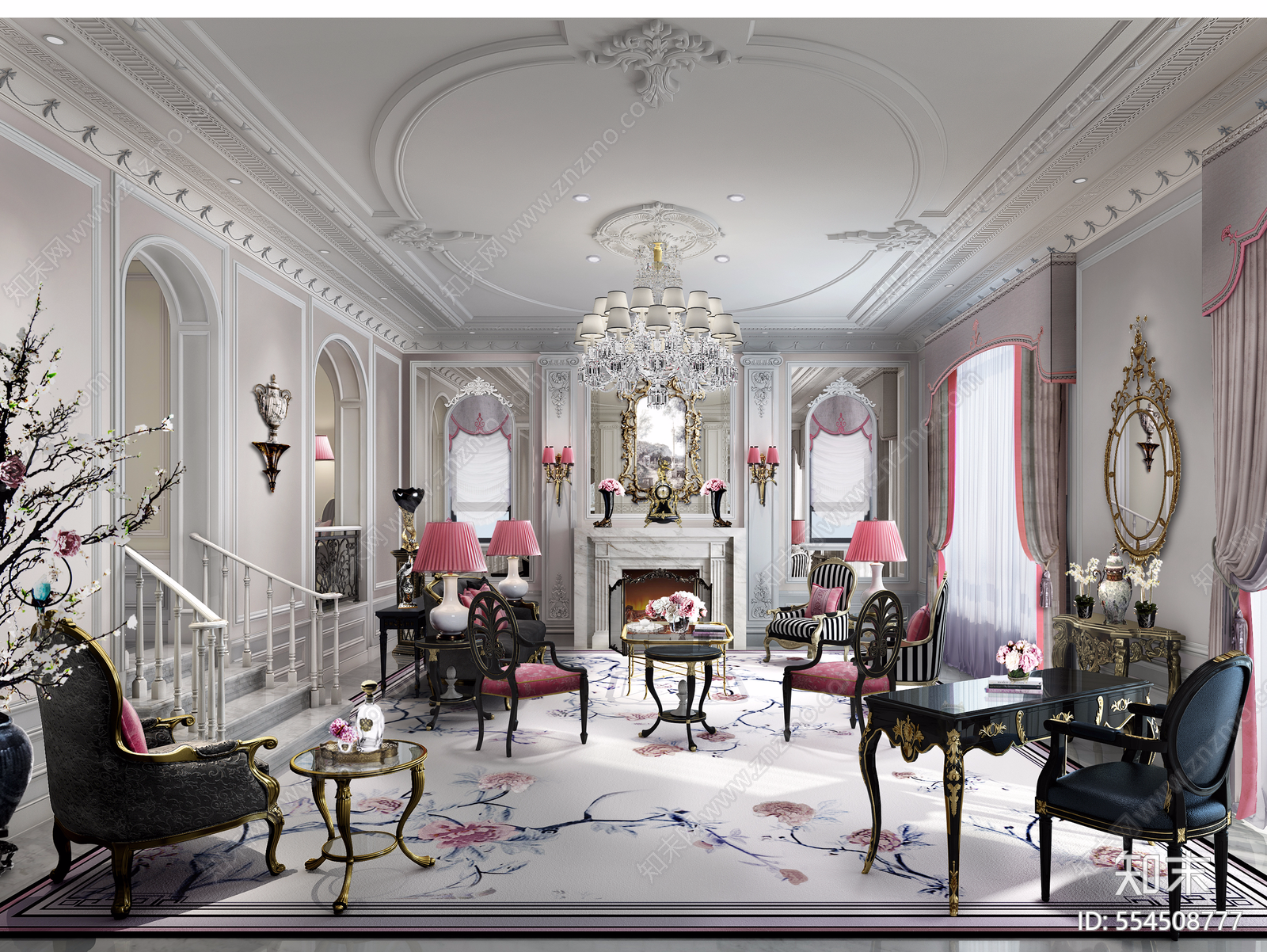 长沙梅溪湖壹号别墅法式样板间效果图施工图下载【ID:554508777】