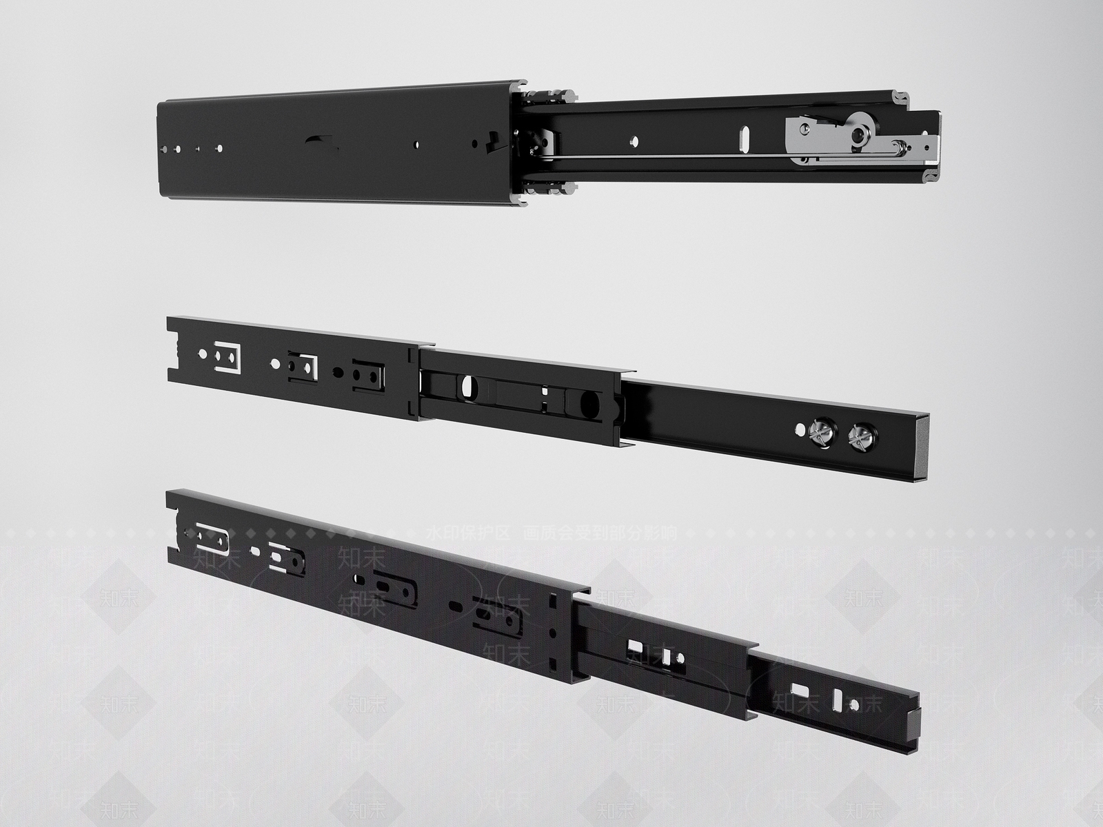 现代抽屉阻尼滑轨3D模型下载【ID:754509561】