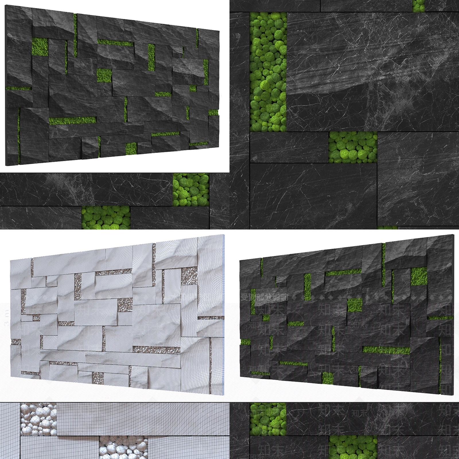 现代绿植墙3D模型下载【ID:454514293】
