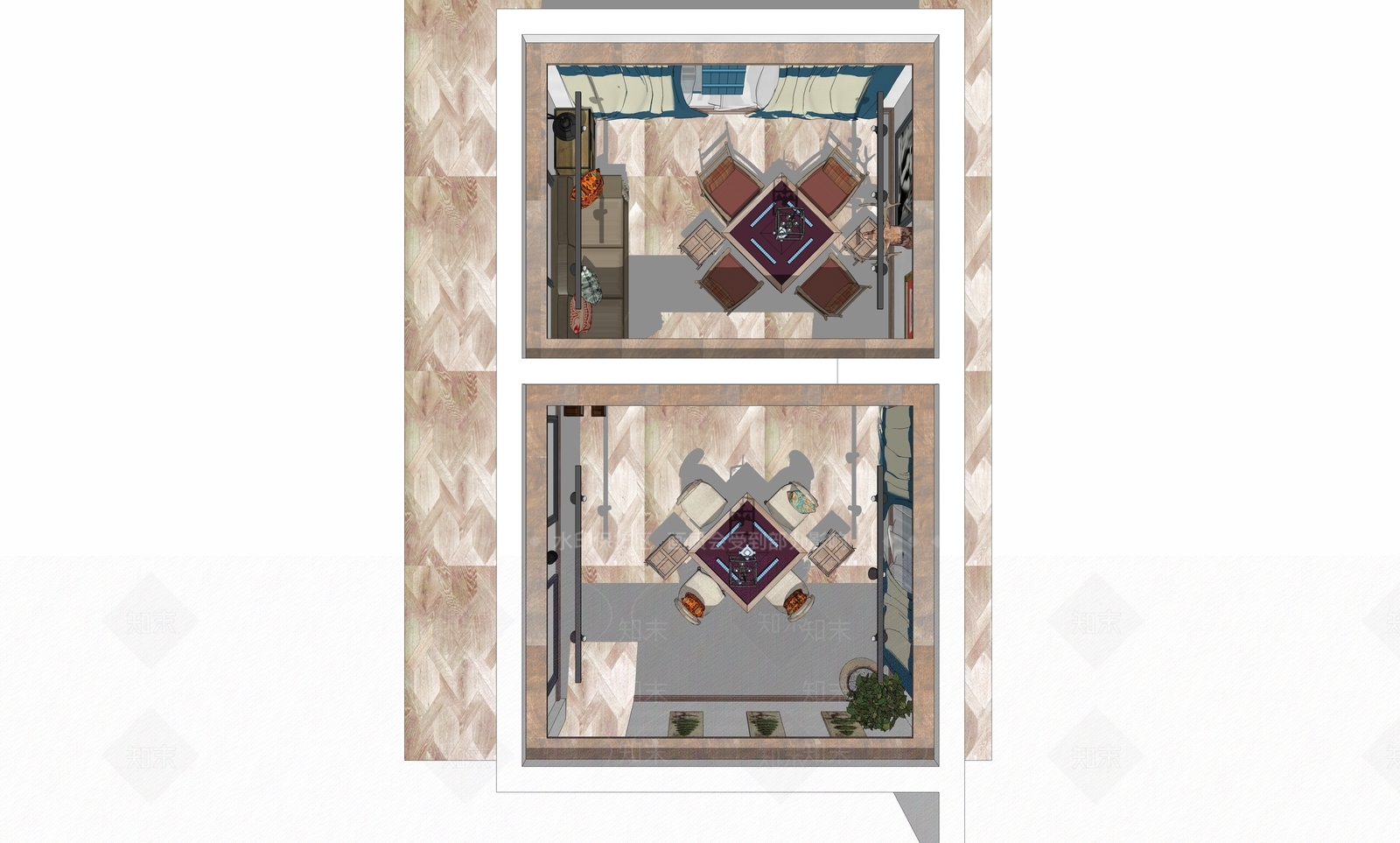 现代风格家居棋牌室SU模型下载【ID:354533621】