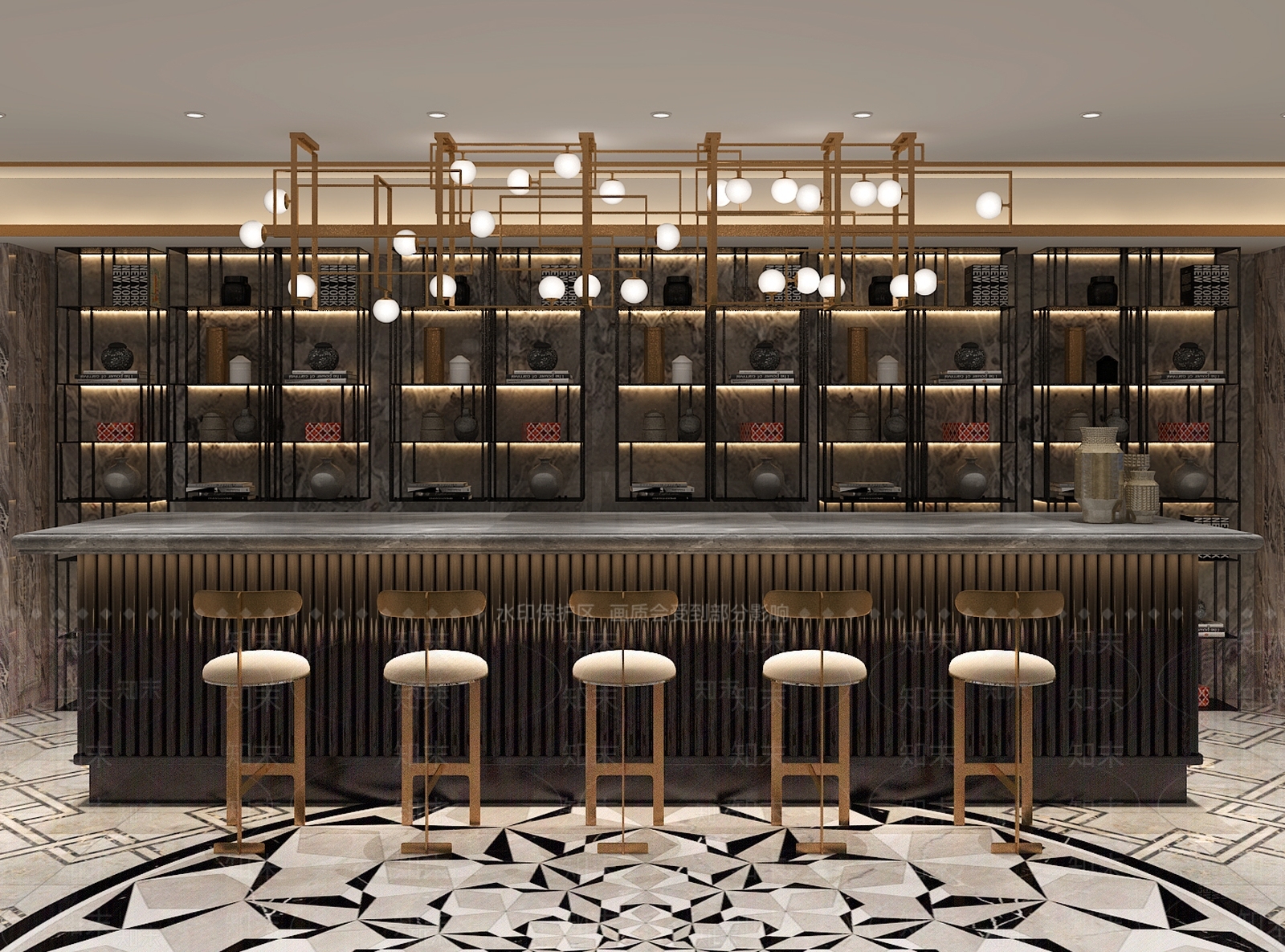 现代酒店吧台3D模型下载【ID:754551809】