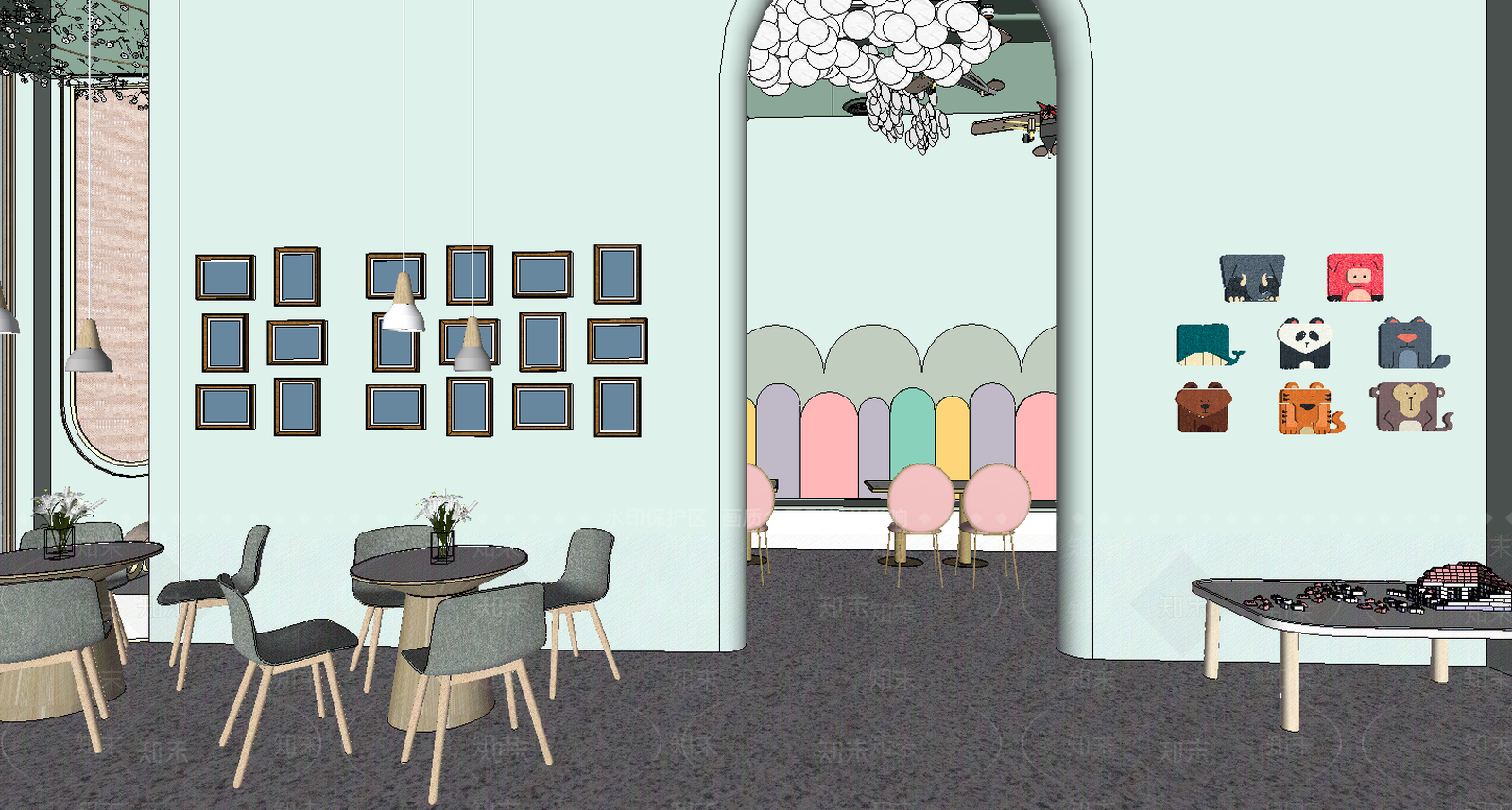 现代风格西餐厅SU模型下载【ID:854571552】