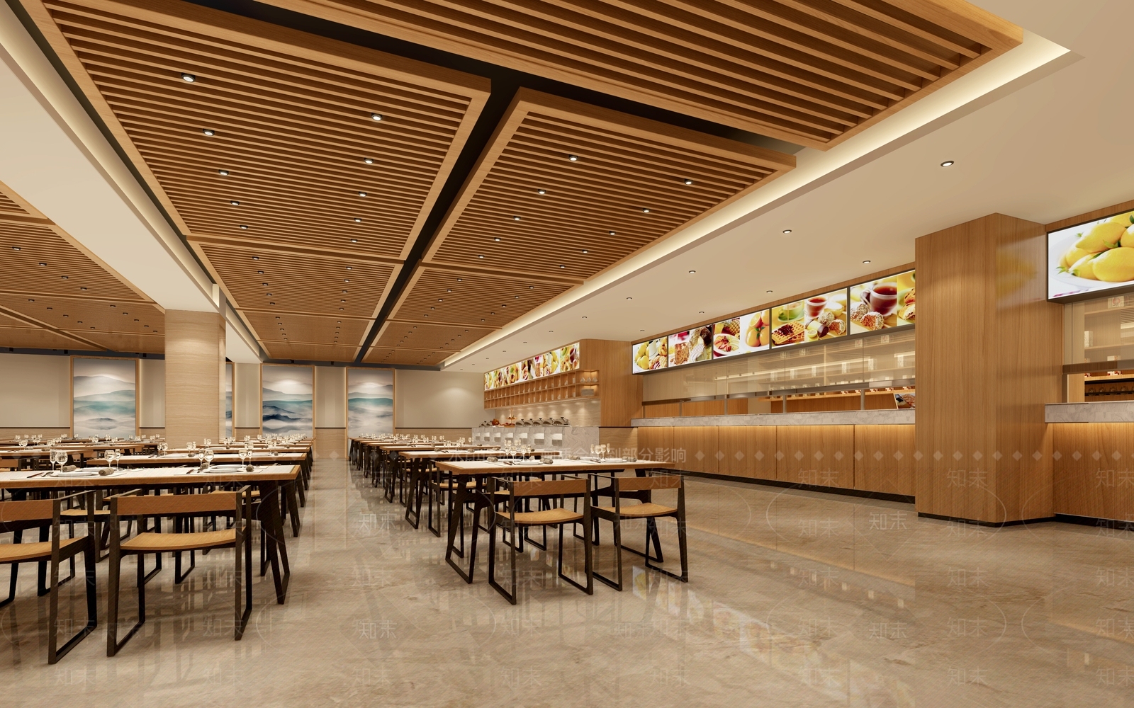 现代食堂餐厅3D模型下载【ID:754580789】