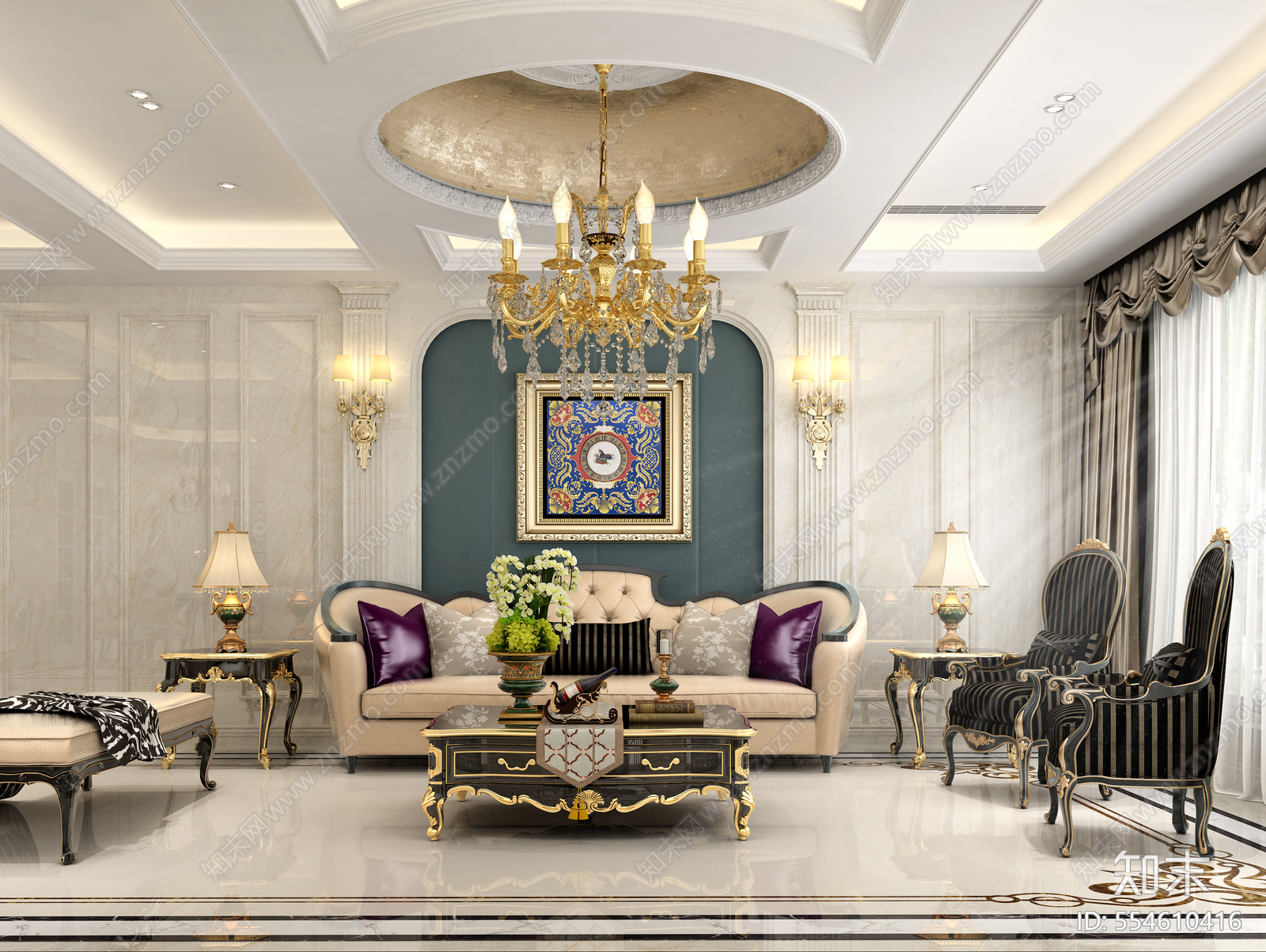 法式豪宅施工图下载【ID:554610416】