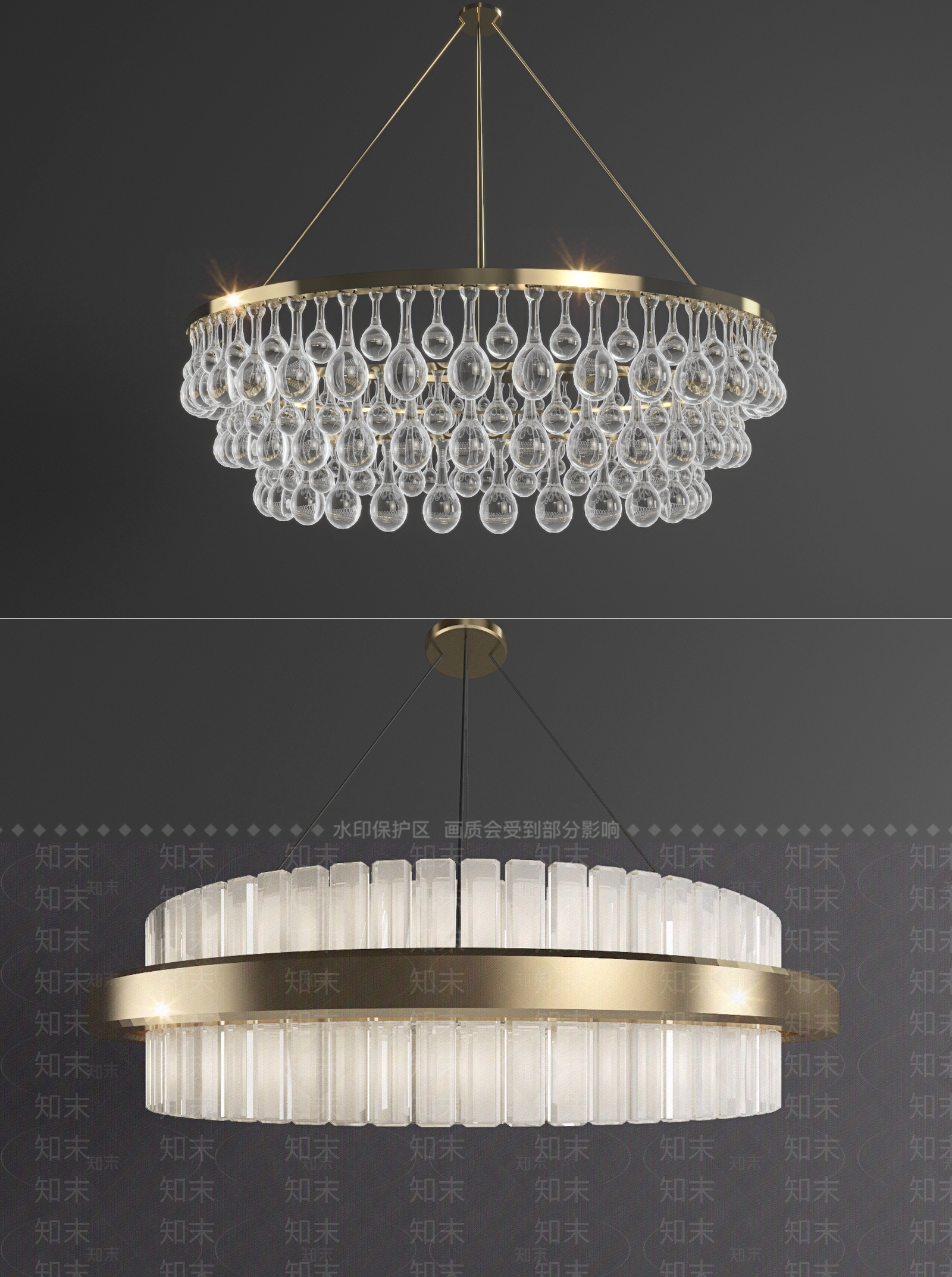 现代售楼处大堂水晶灯3D模型下载【ID:154648408】