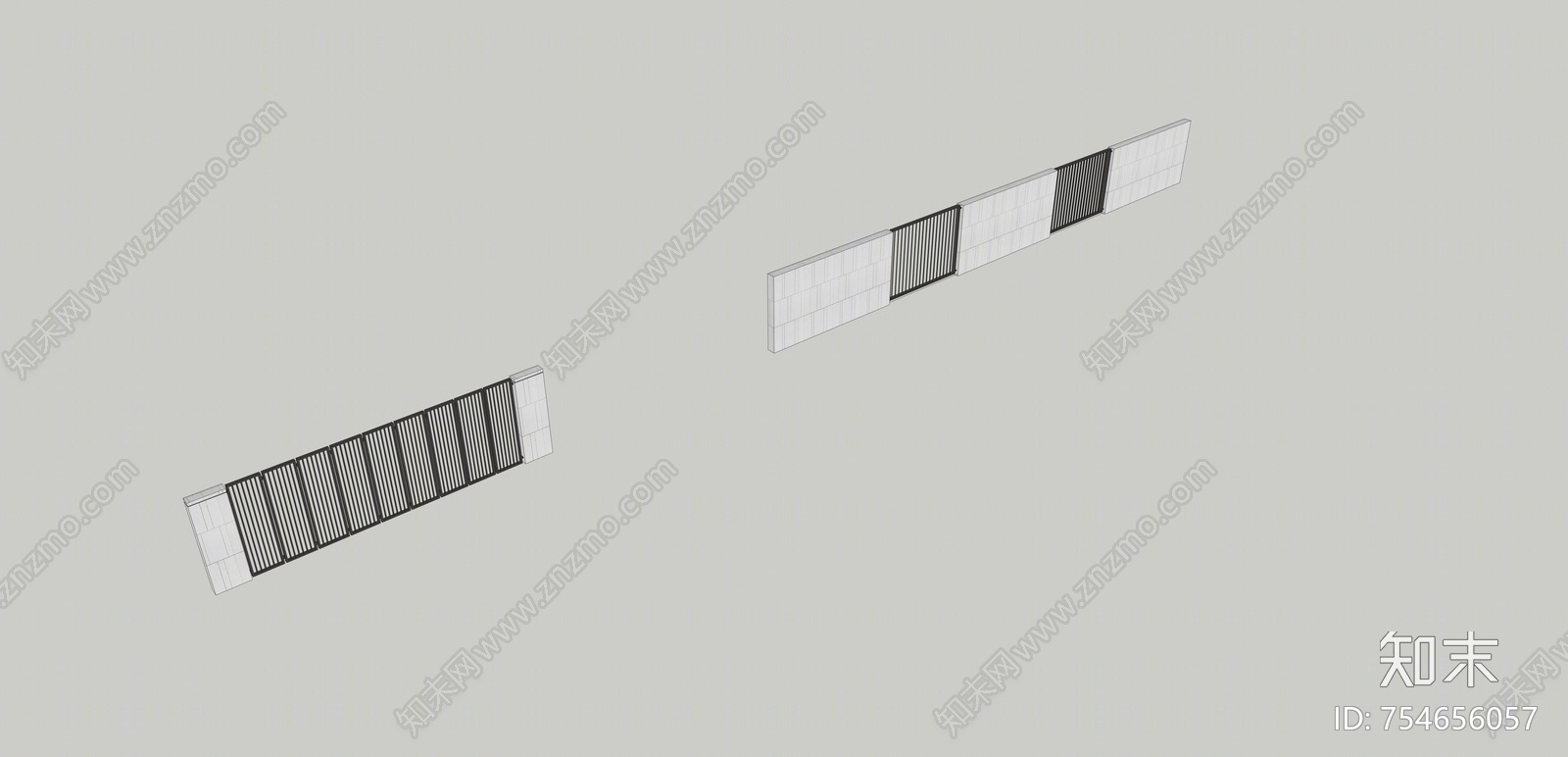现代风格景墙围墙SU模型下载【ID:754656057】