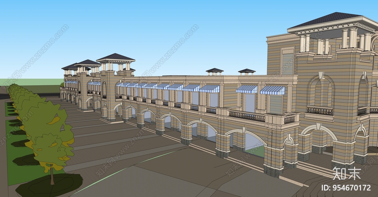 北欧风格商业街SU模型下载【ID:954670172】