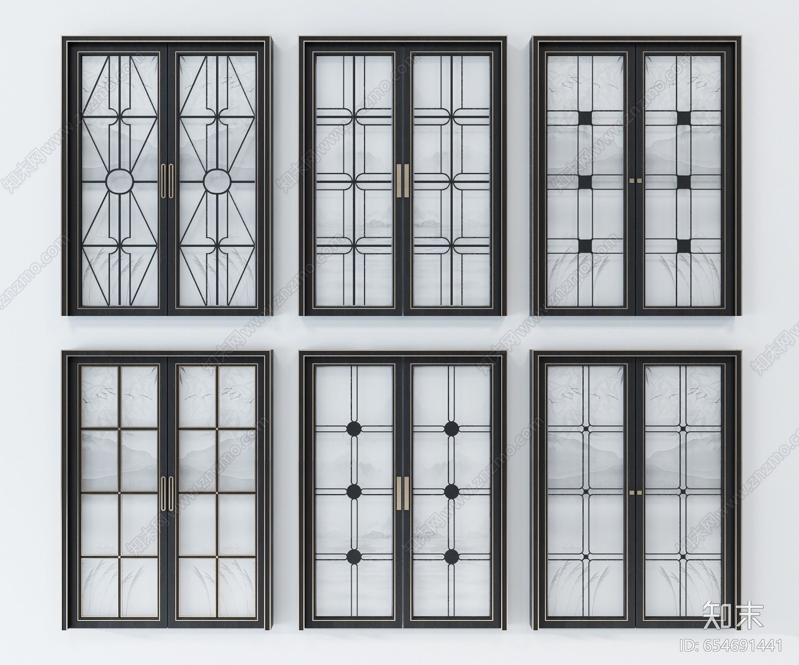 简欧双开门3d模型下载