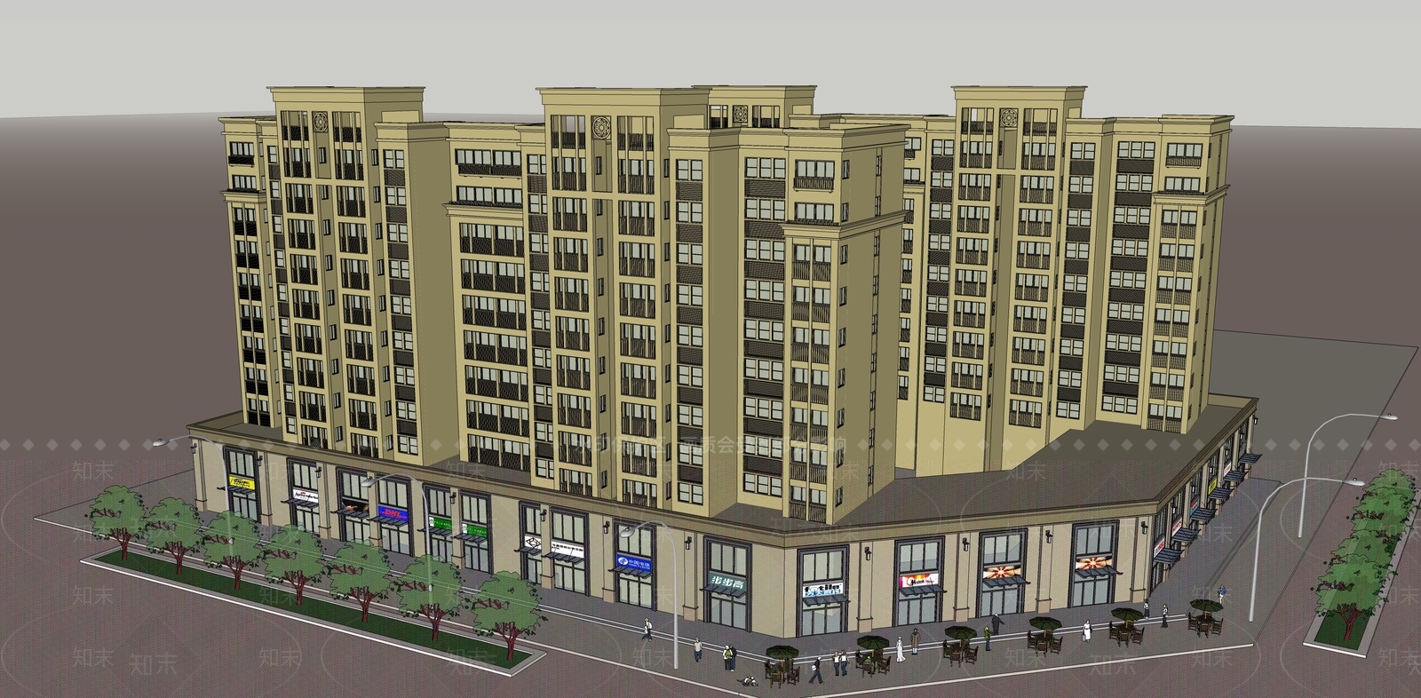 商场建筑SU模型精品下载_SketchUp模型_知末网