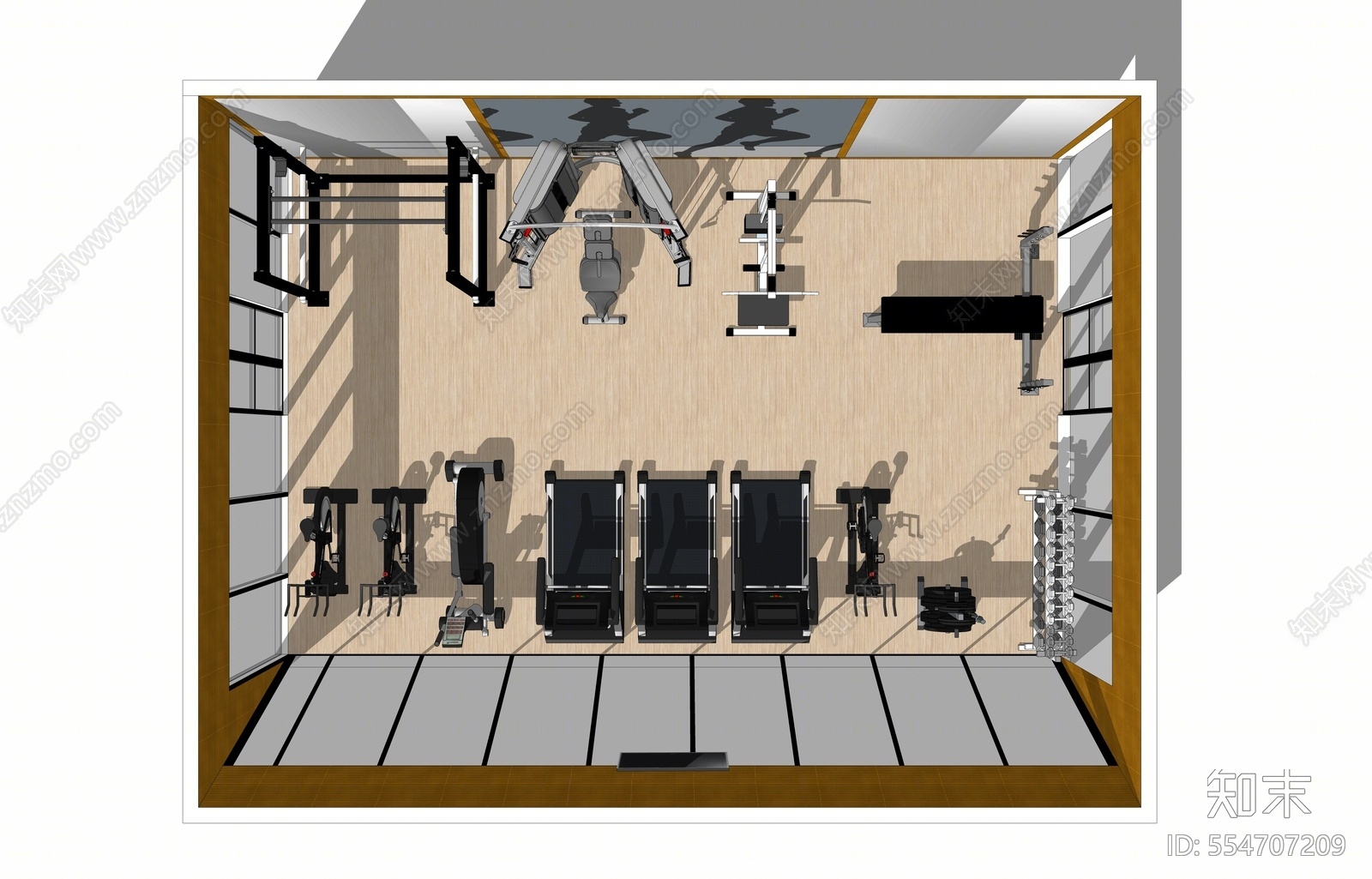 现代风格健身房SU模型下载【ID:554707209】