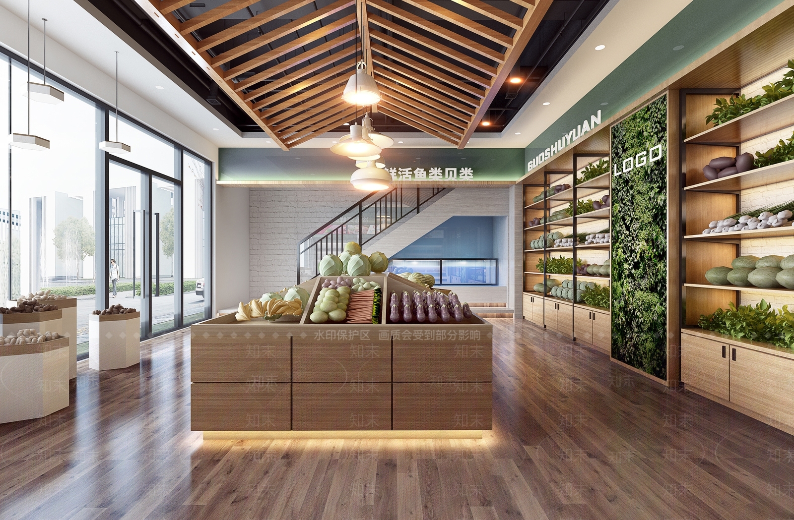 工业风生鲜超市3D模型下载【ID:654707367】