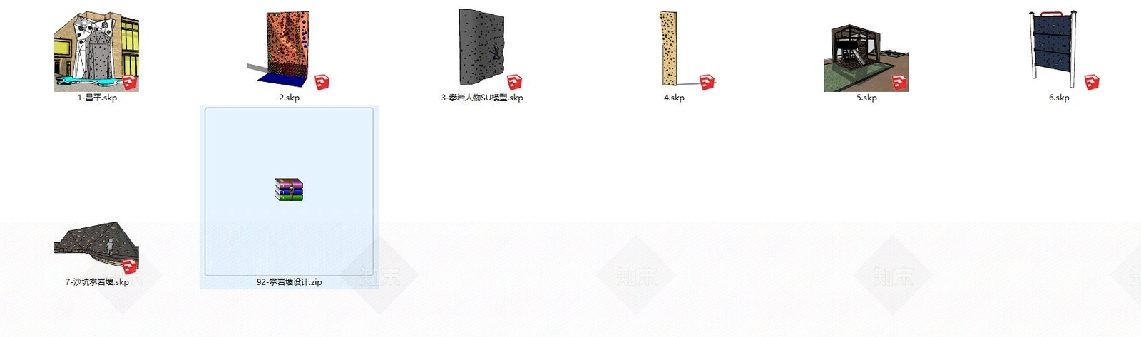 现代风格雕塑小品儿童攀爬墙SU模型下载【ID:654709634】