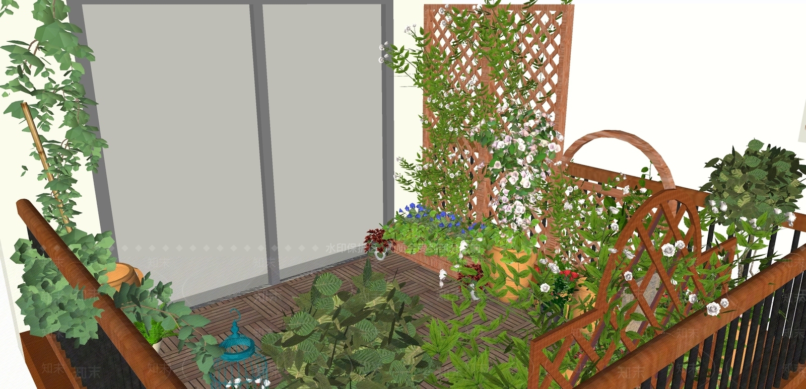 现代风格花园阳台SU模型下载【ID:654709736】