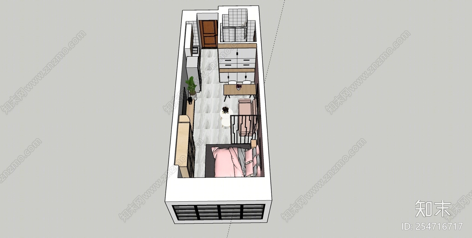 北欧风格单身公寓SU模型下载【ID:254716717】