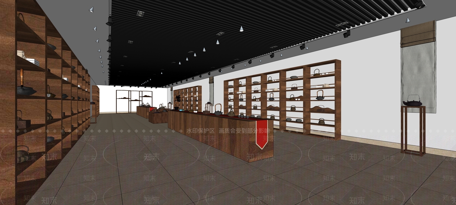 中式风格茶艺展厅SU模型下载【ID:554719833】