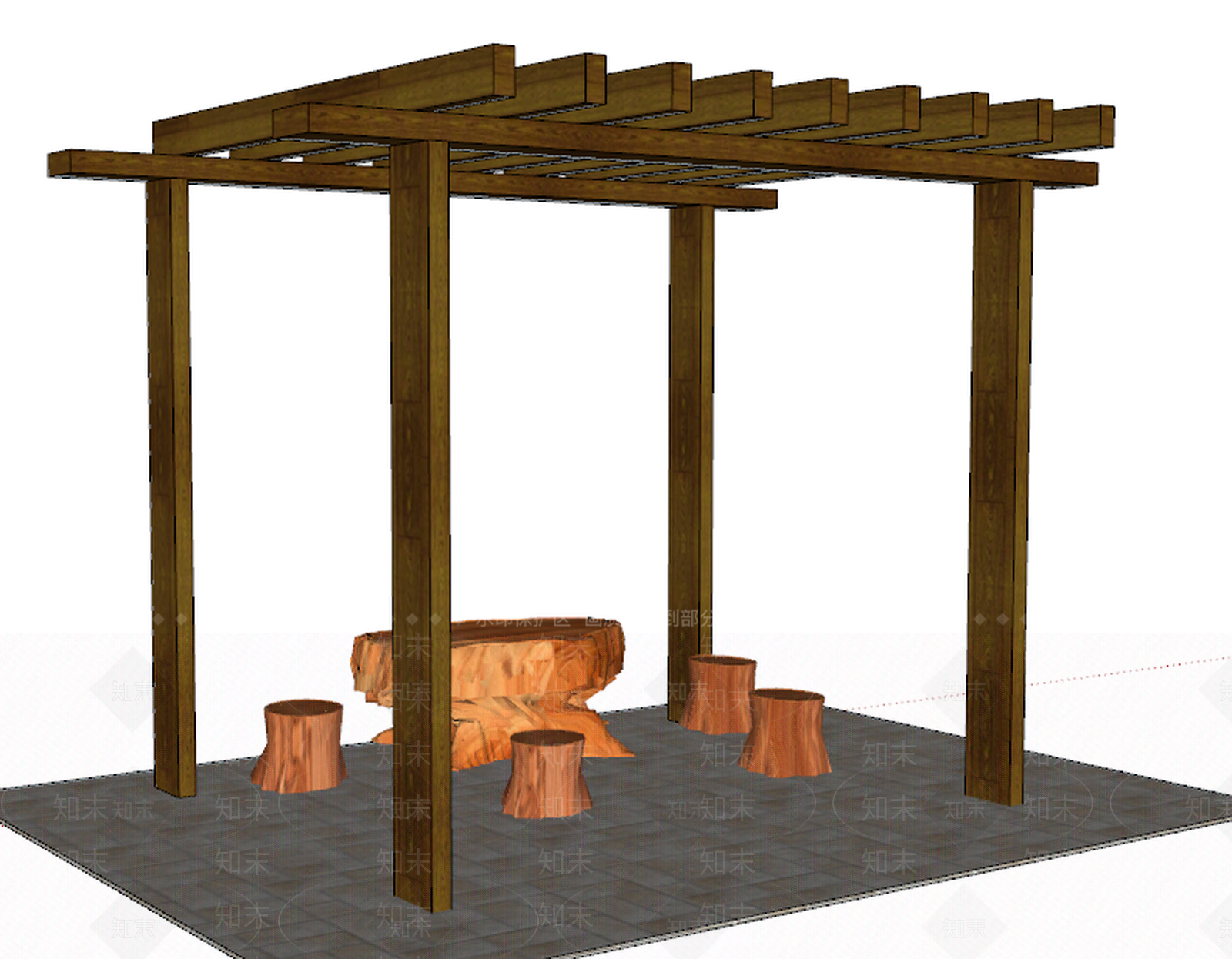 中式风格根雕茶几SU模型下载【ID:654724561】