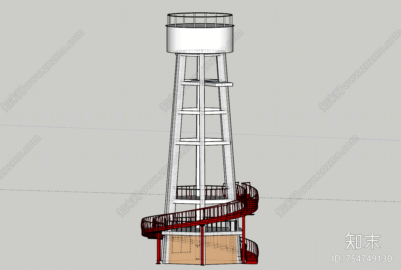 工业风格水塔SU模型下载【ID:754749130】
