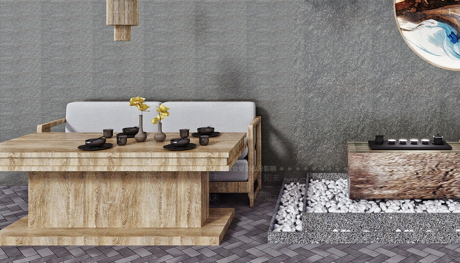 现代茶桌3D模型下载【ID:954755874】