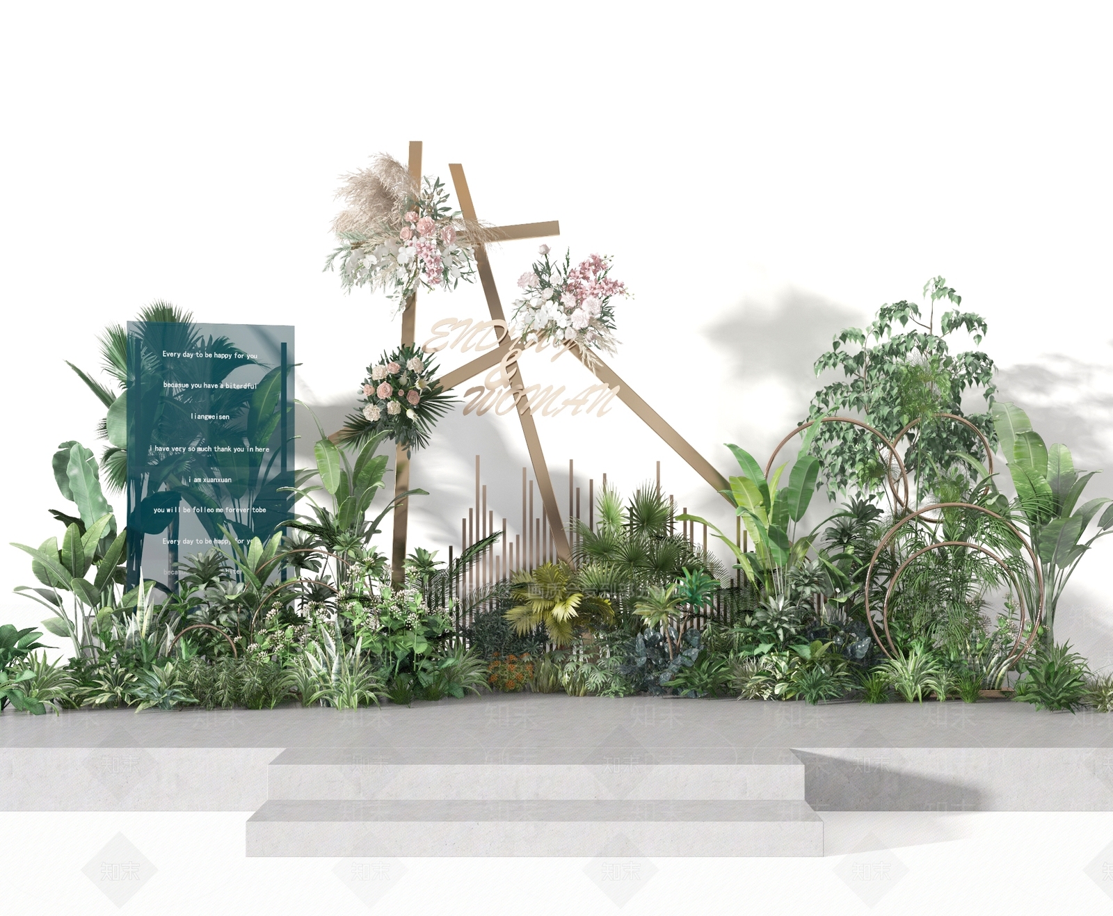 现代植物堆3D模型下载【ID:254760648】