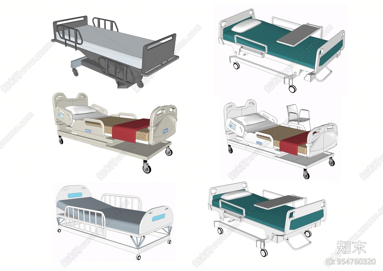 现代风格病床SU模型下载【ID:954760320】
