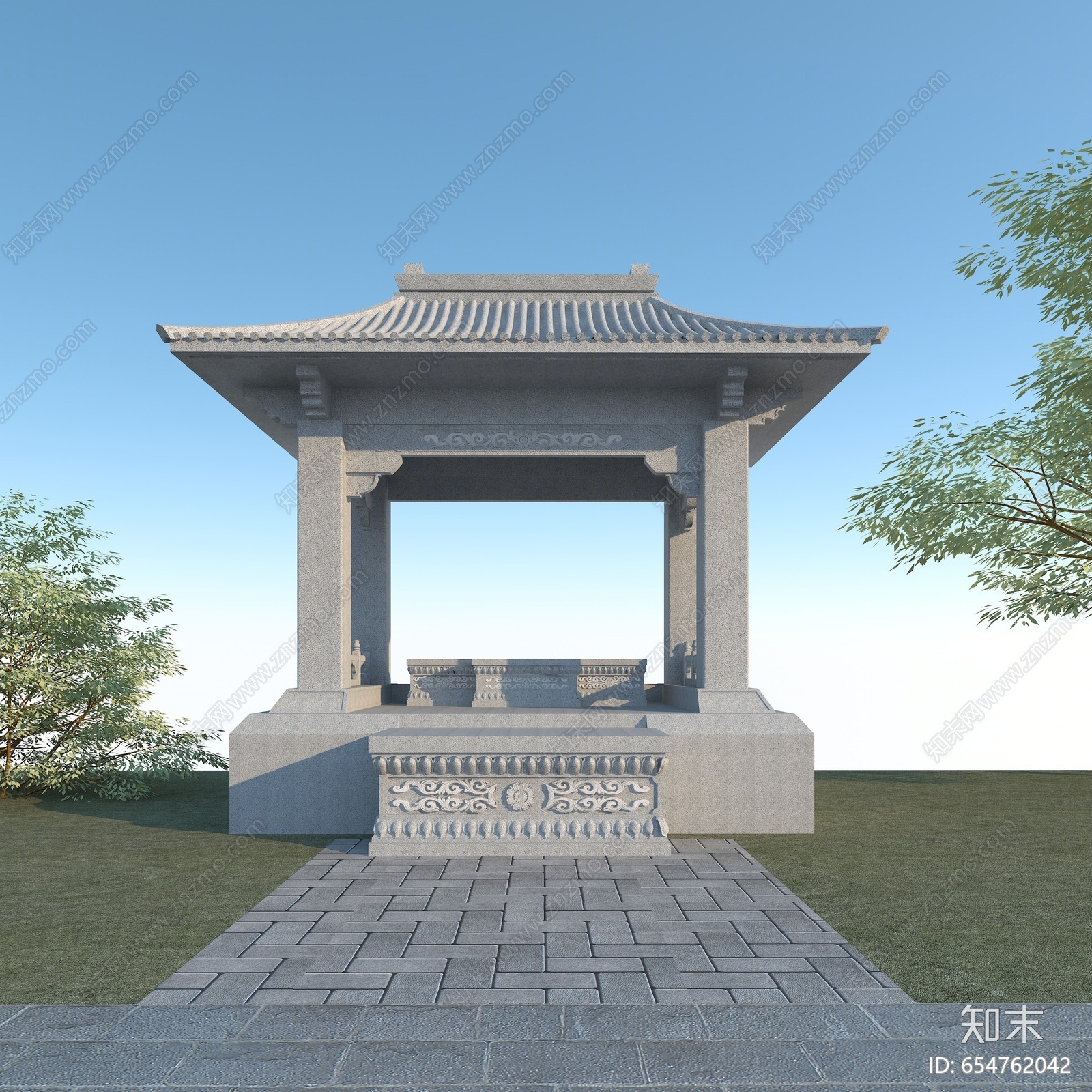 中式凉亭3D模型下载【ID:654762042】