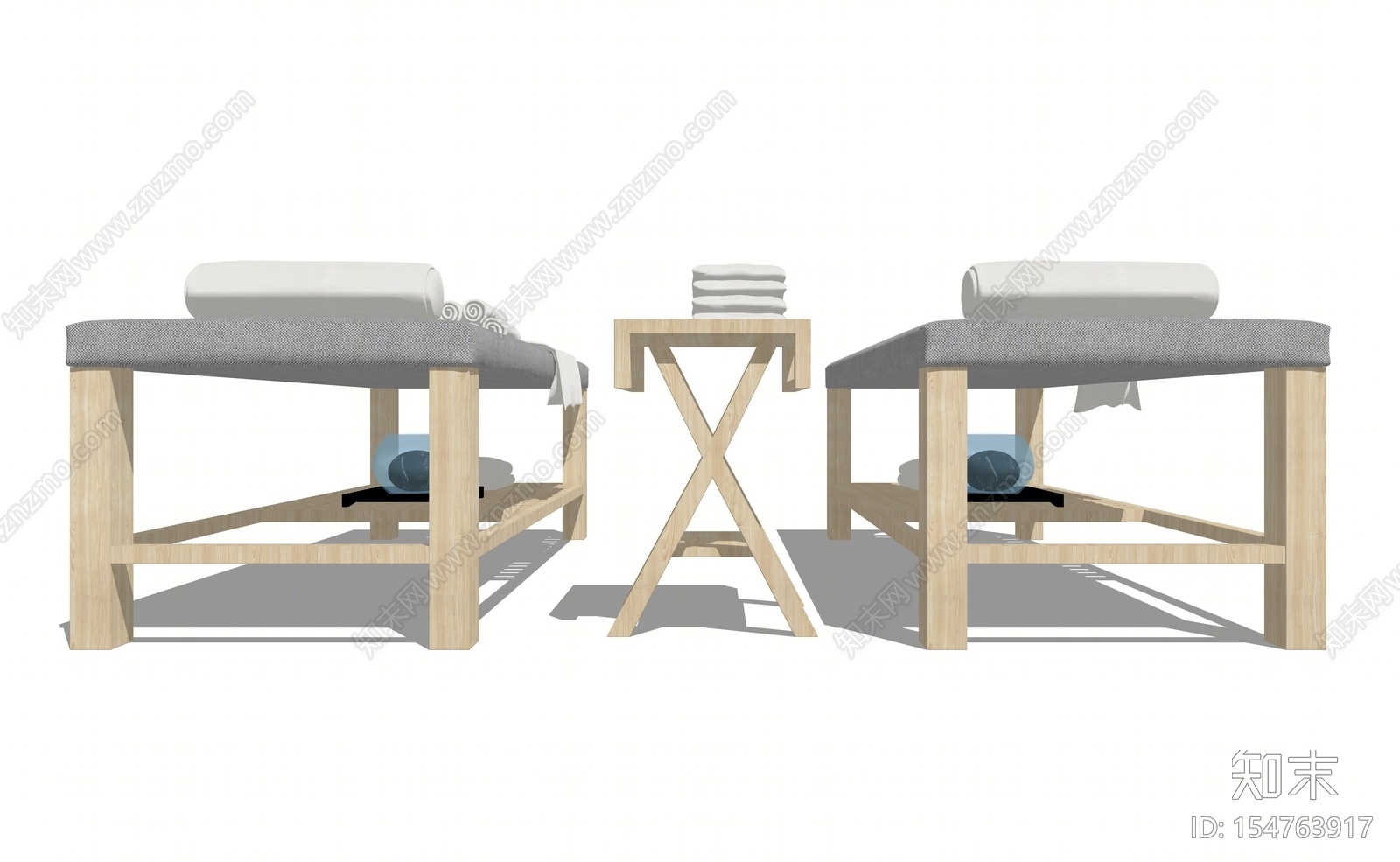 新中式风格按摩床SU模型下载【ID:154763917】
