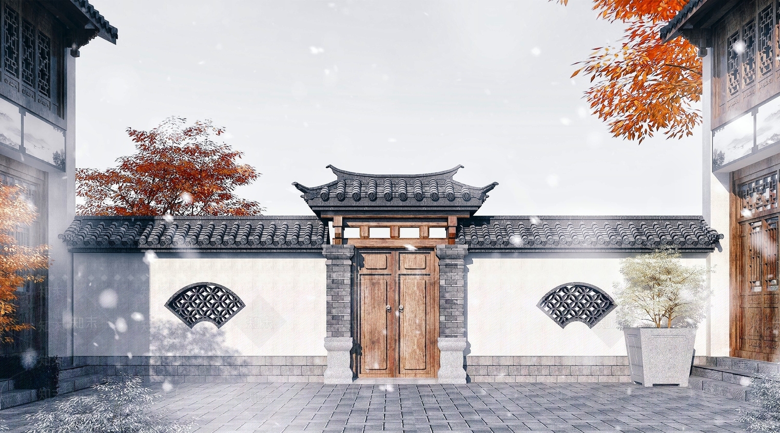 中式庭院大门3D模型下载【ID:254763850】