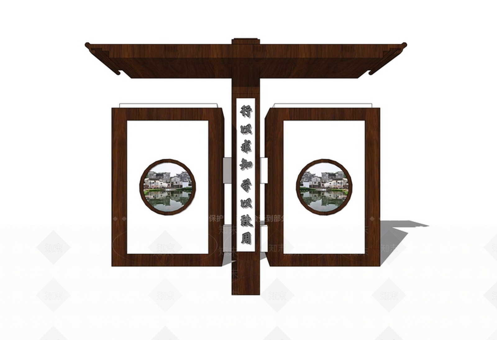 中式风格公园景观SU模型下载【ID:554766705】