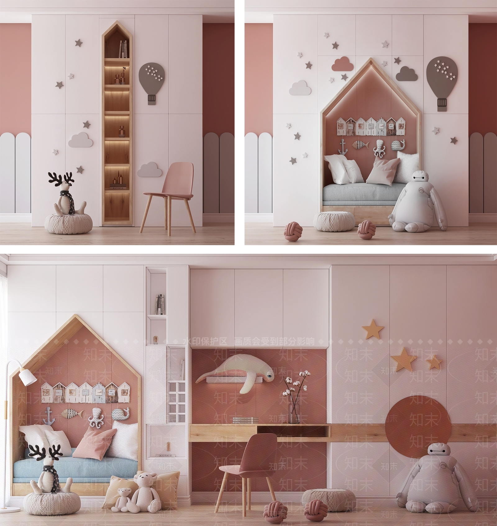 北欧儿童房衣柜3D模型下载【ID:954798990】