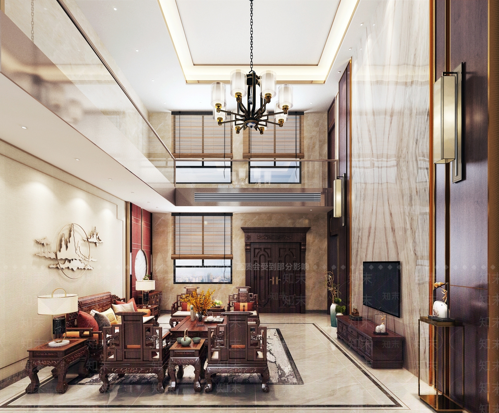 中式复式客厅3D模型下载【ID:854825234】