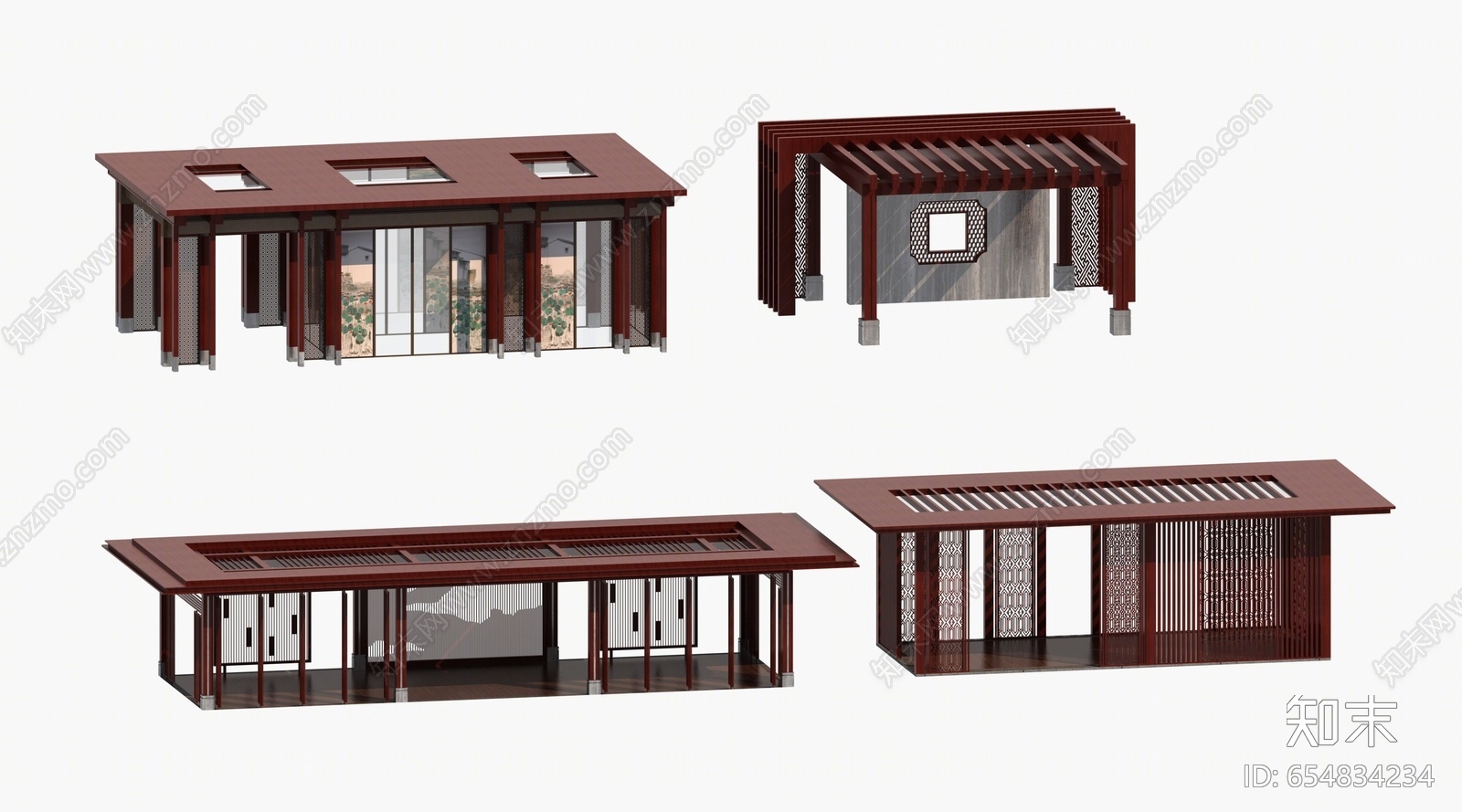 新中式凉亭3D模型下载【ID:654834234】