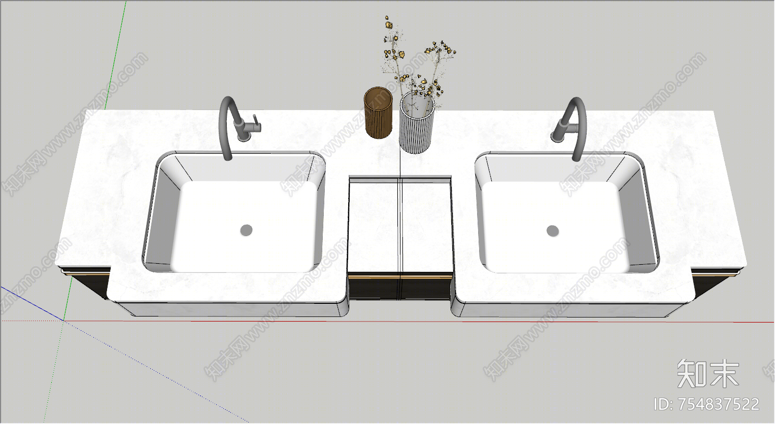 现代风格洗面盆SU模型下载【ID:754837522】