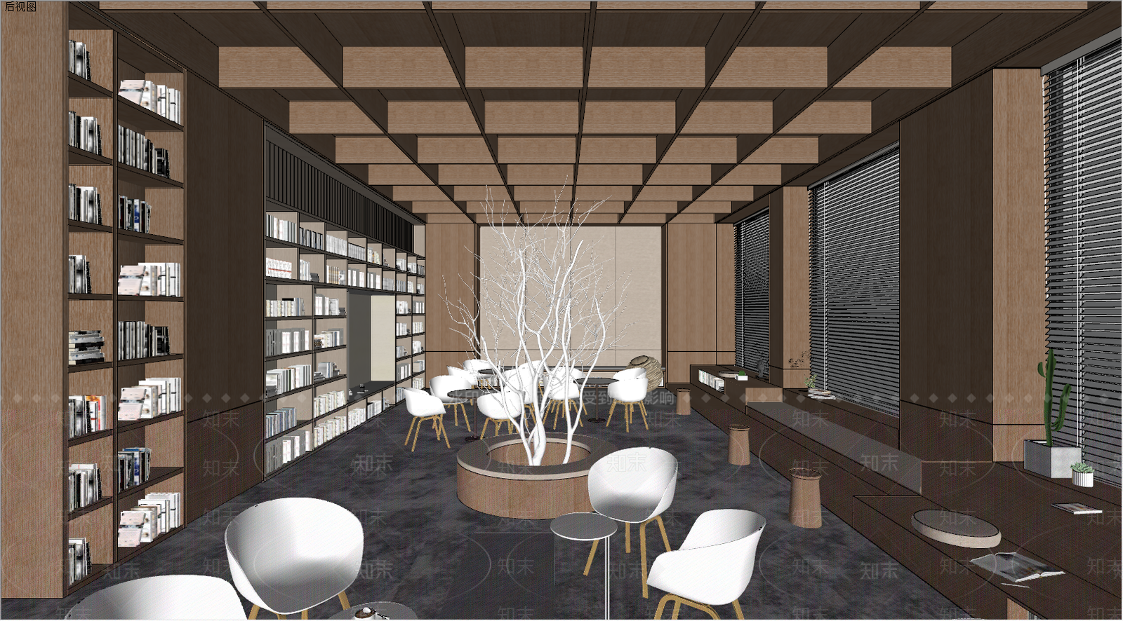 现代简约书店咖啡厅休息区SU模型下载【ID:554849732】