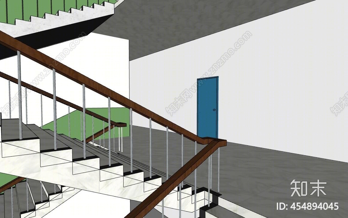 现代风格铁艺楼梯SU模型下载【ID:454894045】