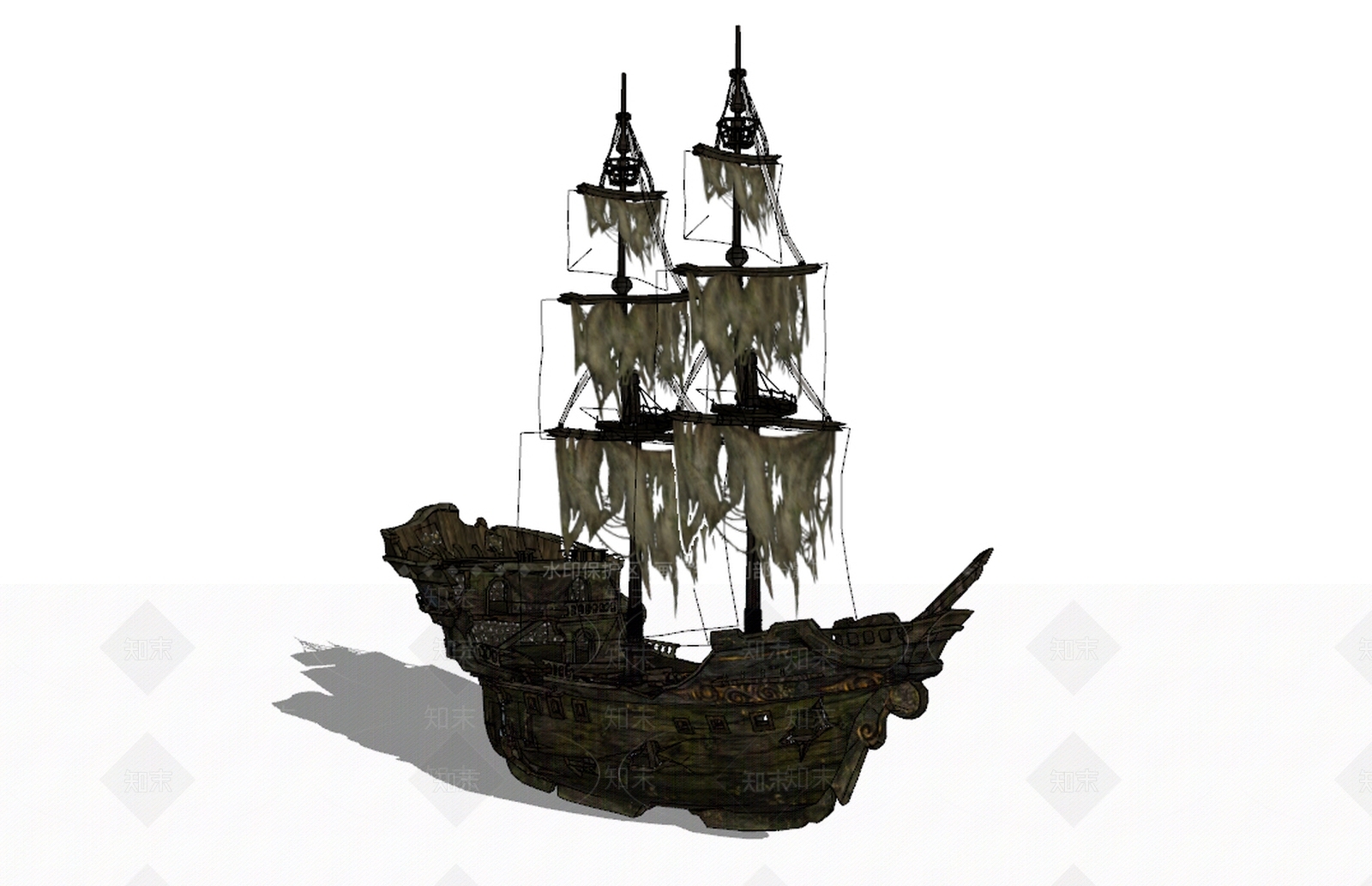 现代风格古代船SU模型下载【ID:654899431】