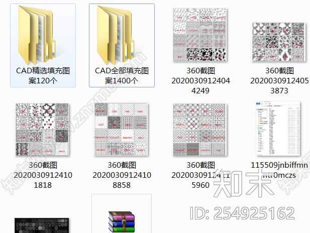 CAD填充图案120个和全填充图案1400个施工图下载【ID:254925162】