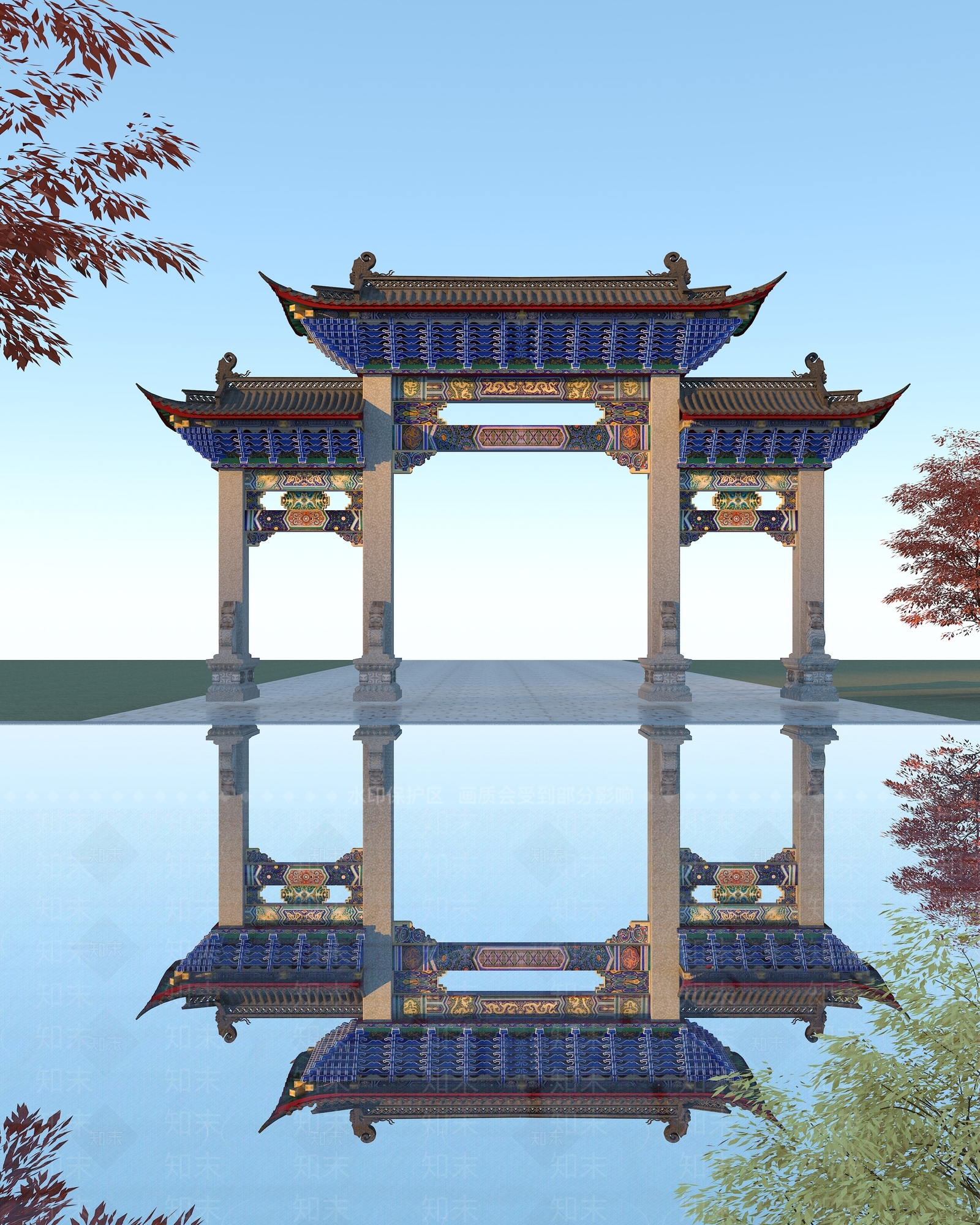 中式牌坊3D模型下载【ID:554929730】