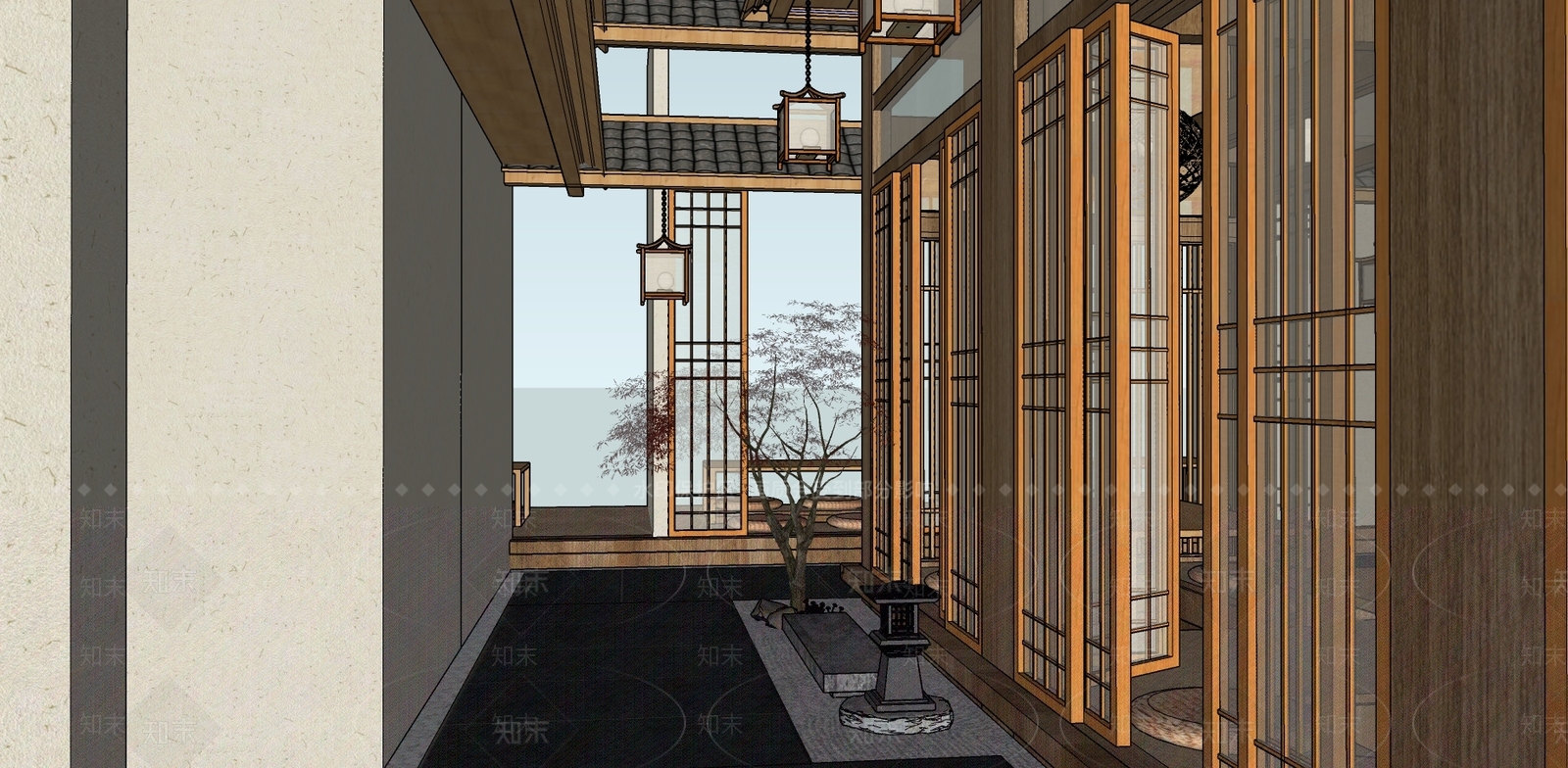 日式风格餐厅SU模型下载【ID:854932642】