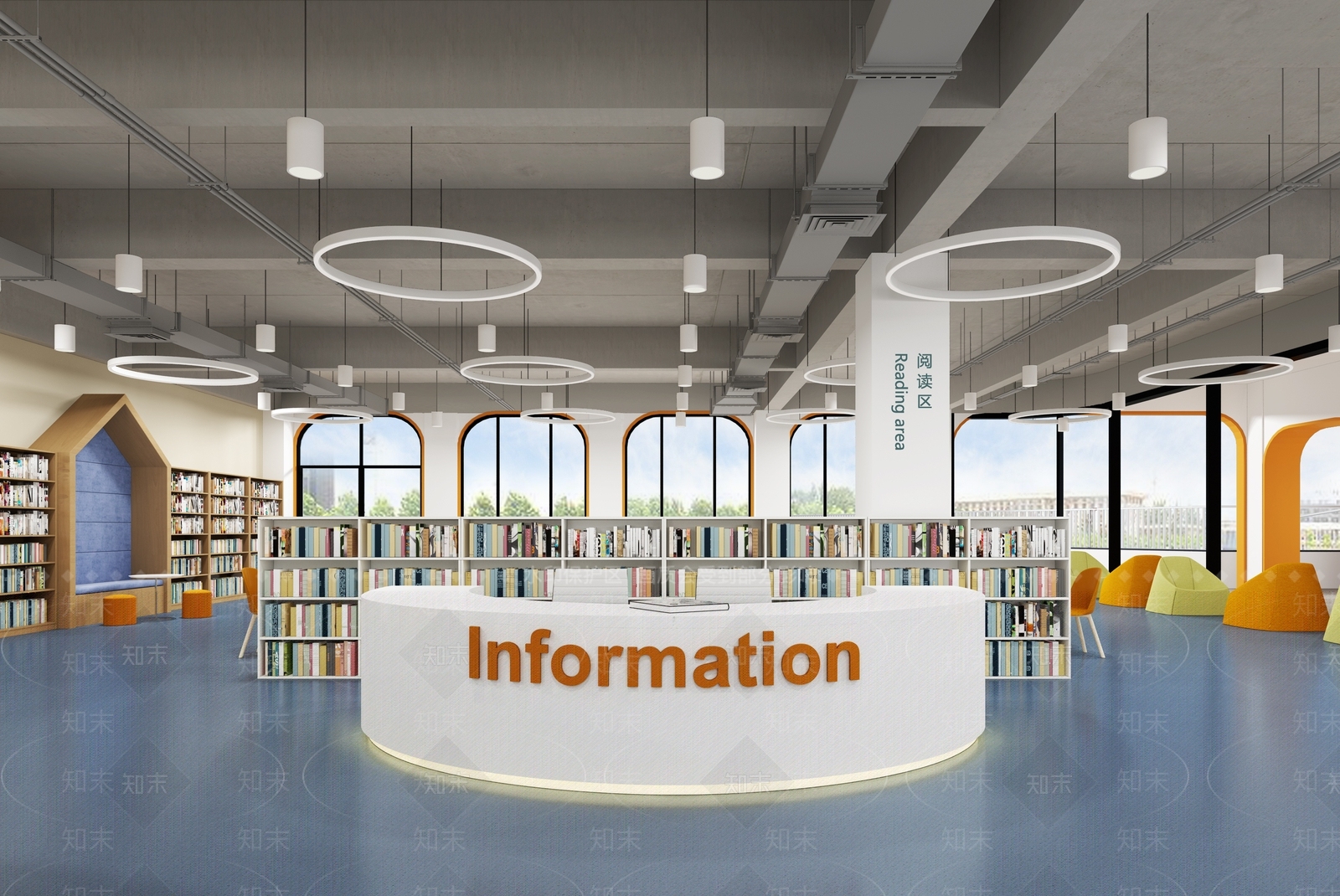 现代学校图书馆3D模型下载【ID:854940276】