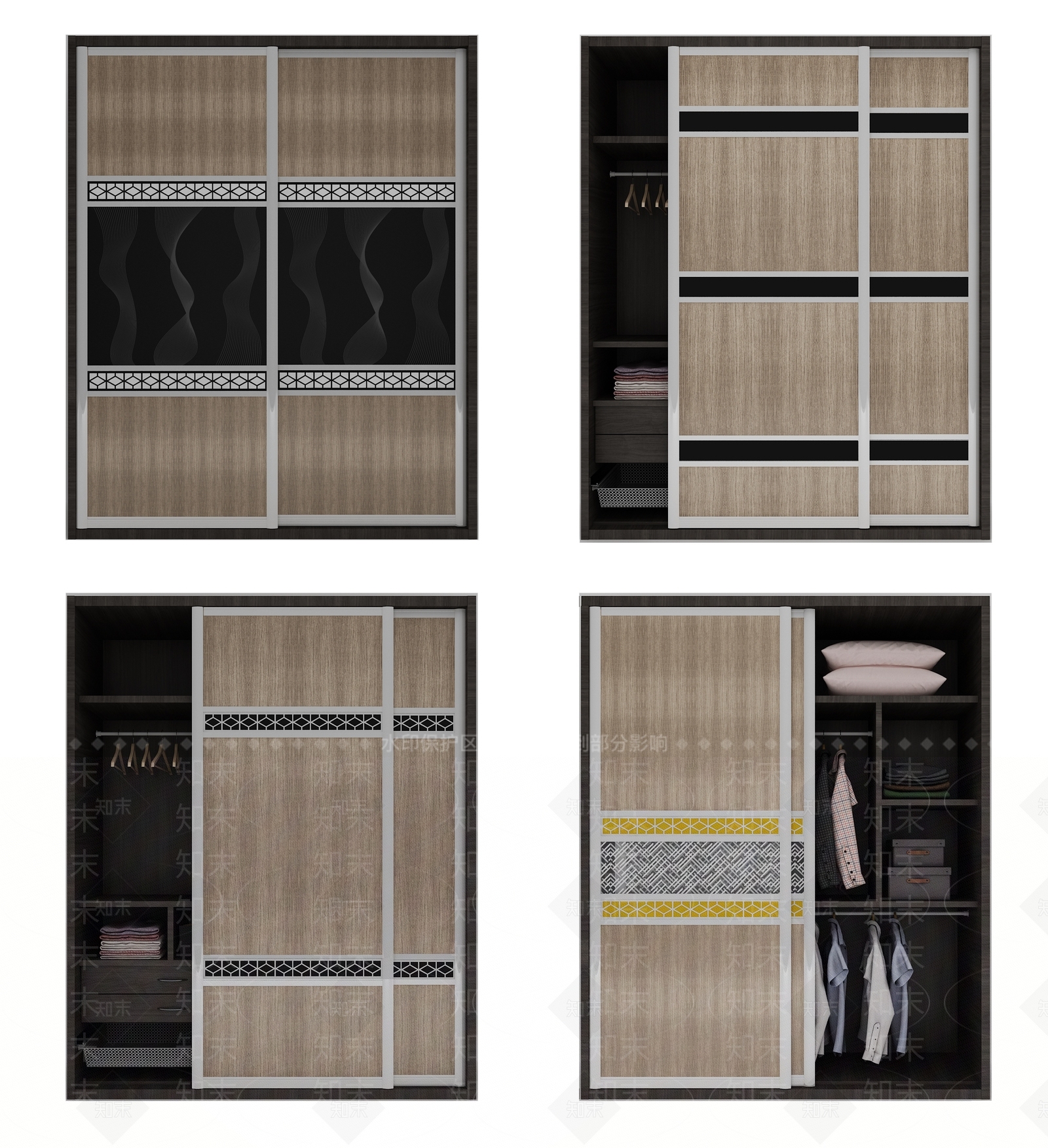 现代移门衣柜3D模型下载【ID:954941919】