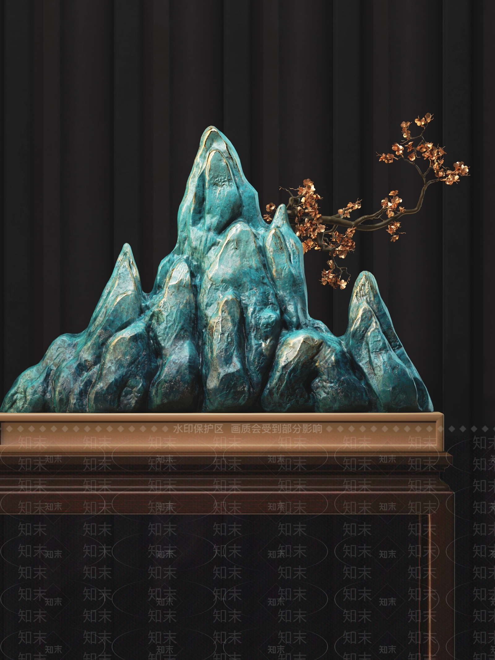 新中式假山摆件3D模型下载【ID:154945059】