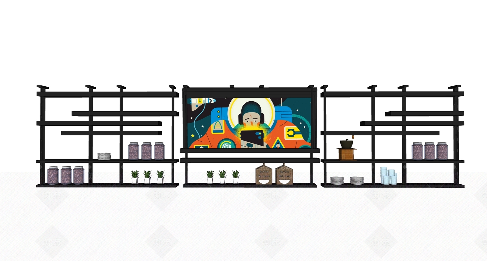 现代风格展示架SU模型下载【ID:254973544】
